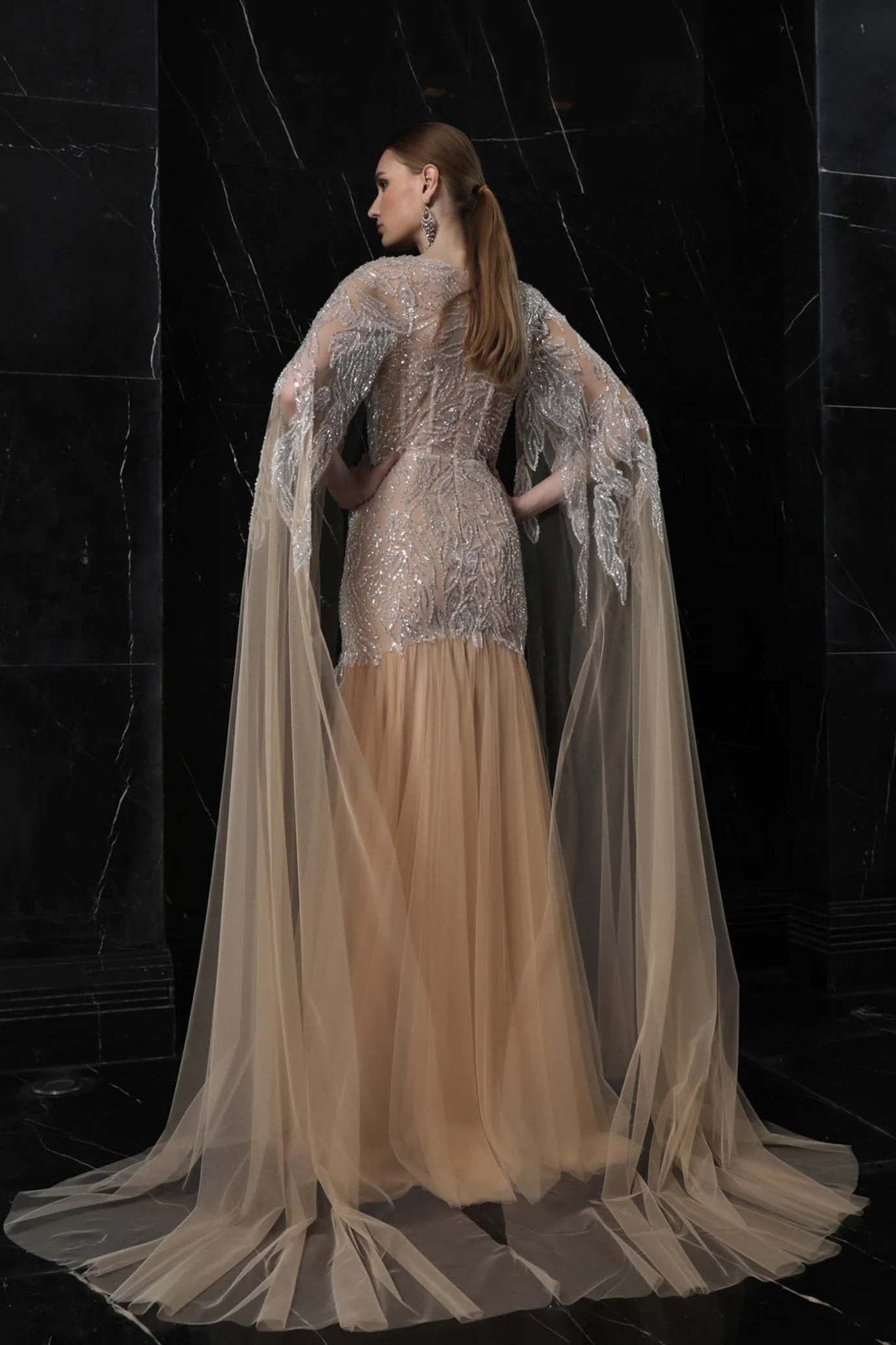 Glimmering Elegance - ALBOUSHIYA - district 5 - dubai - riyadh - abaya - dresses - designers - evening wear - luxury - elegance - craftsmanship - gowns - cocktail dresses - collections - georges
