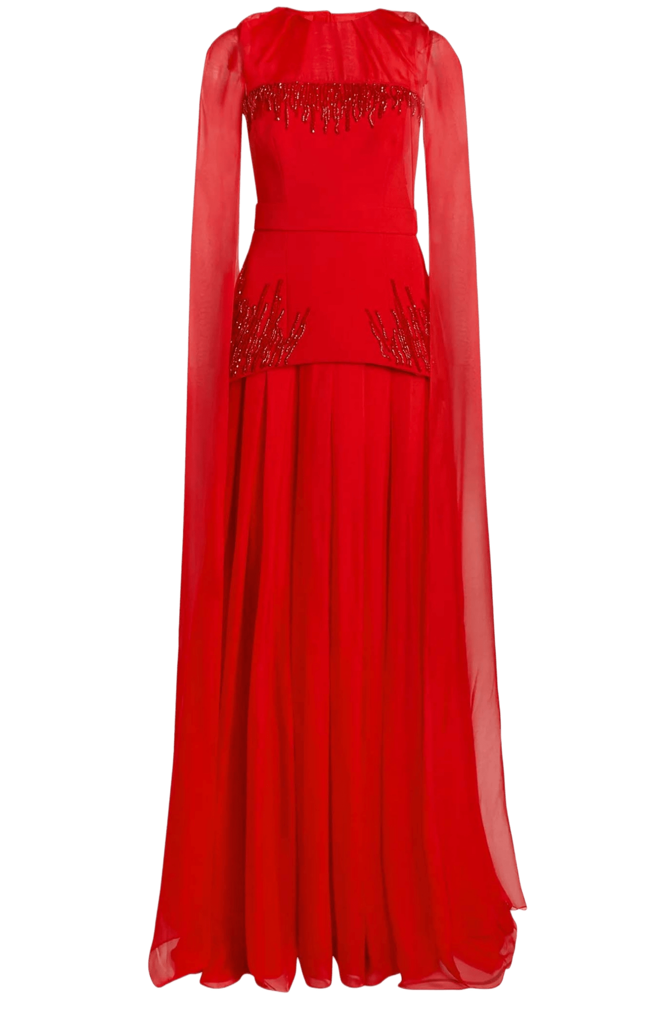 Gloria Cherry Red Long Dress - ALBOUSHIYA - district 5 - dubai - riyadh - abaya - dresses - designers - evening wear - luxury - elegance - craftsmanship - gowns - cocktail dresses - collections - georges