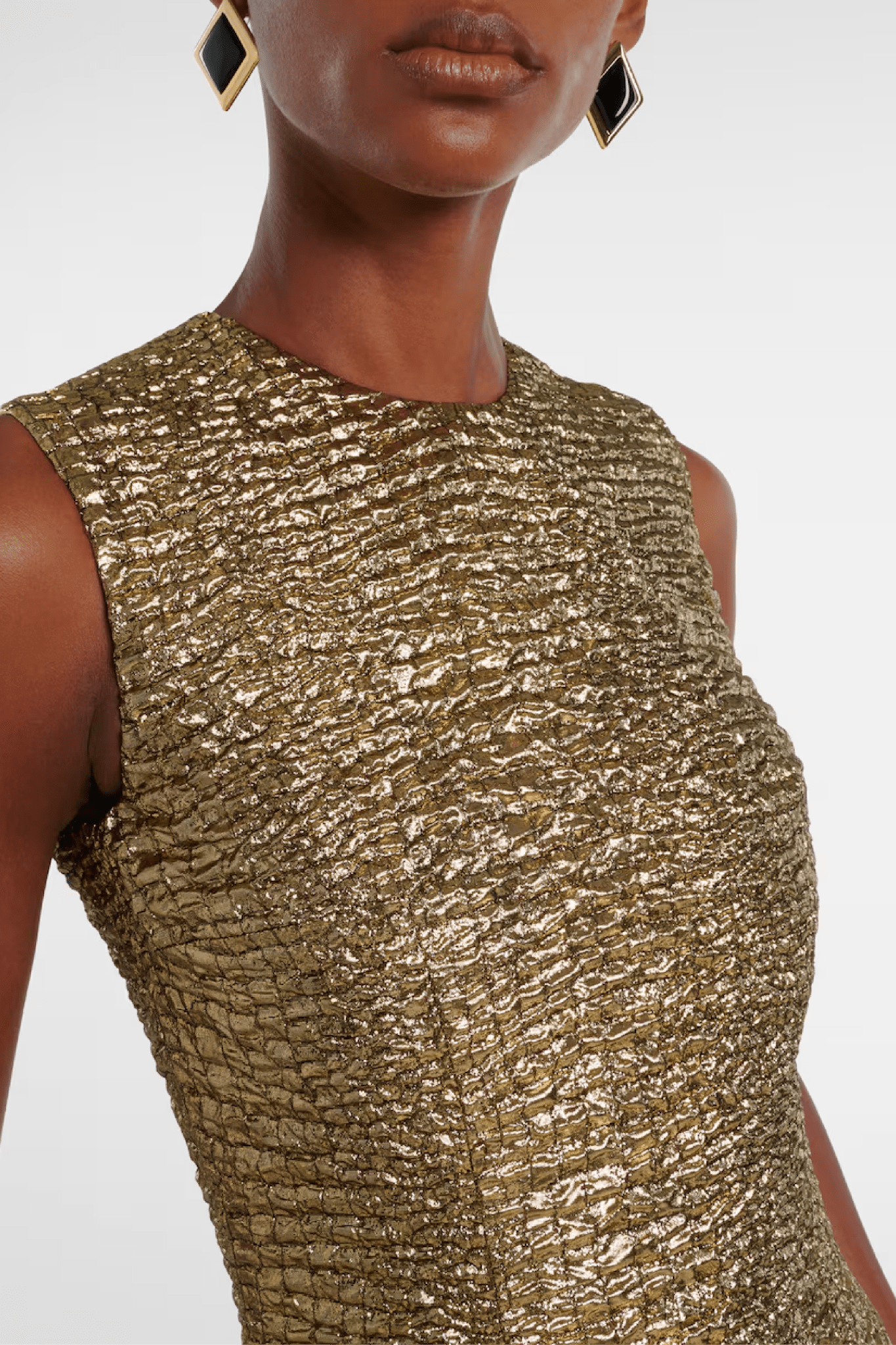 Gold Seersucker Mara Dress - ALBOUSHIYA - district 5 - dubai - riyadh - abaya - dresses - designers - evening wear - luxury - elegance - craftsmanship - gowns - cocktail dresses - collections - georges