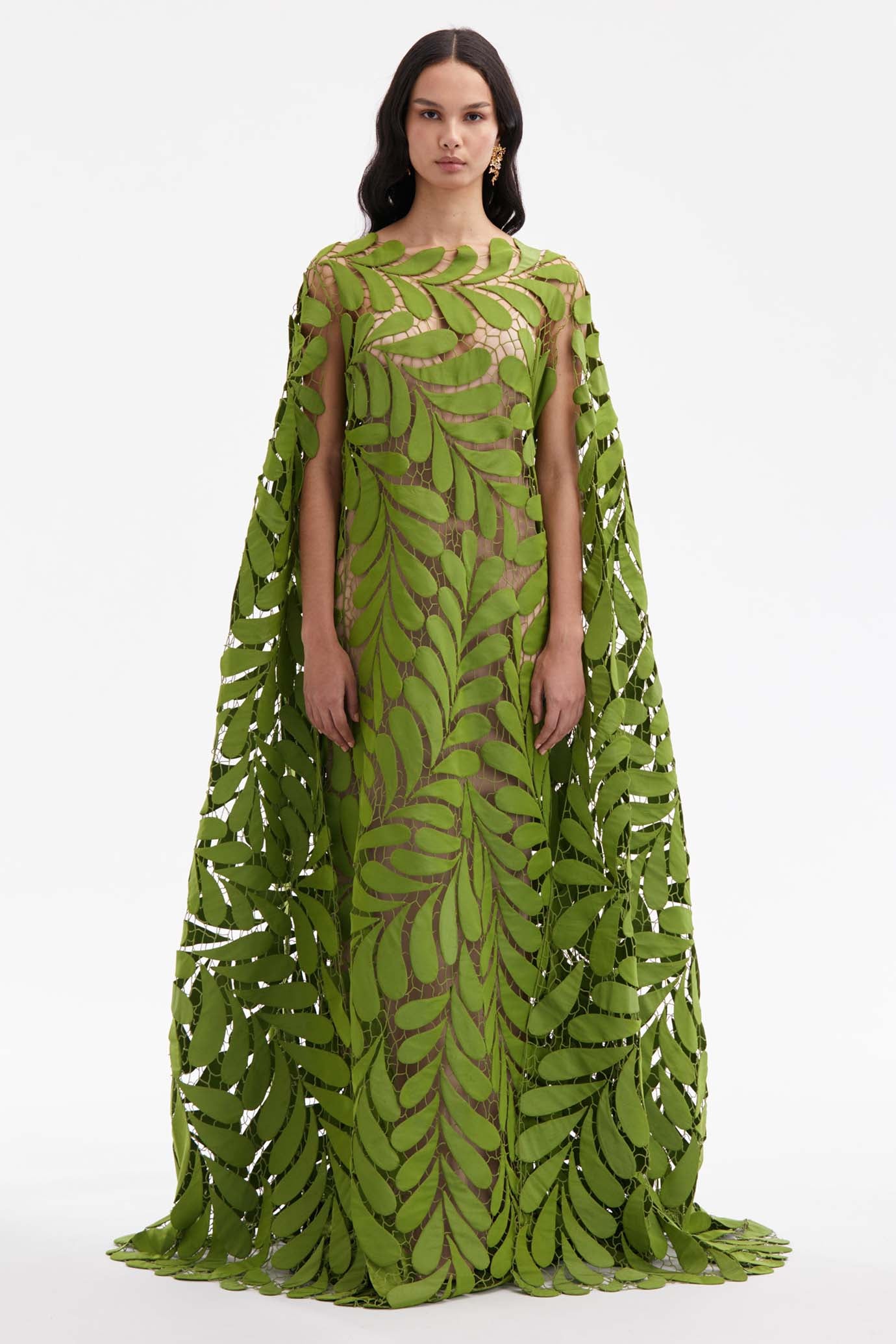Fern Embroidered Faille Caftan