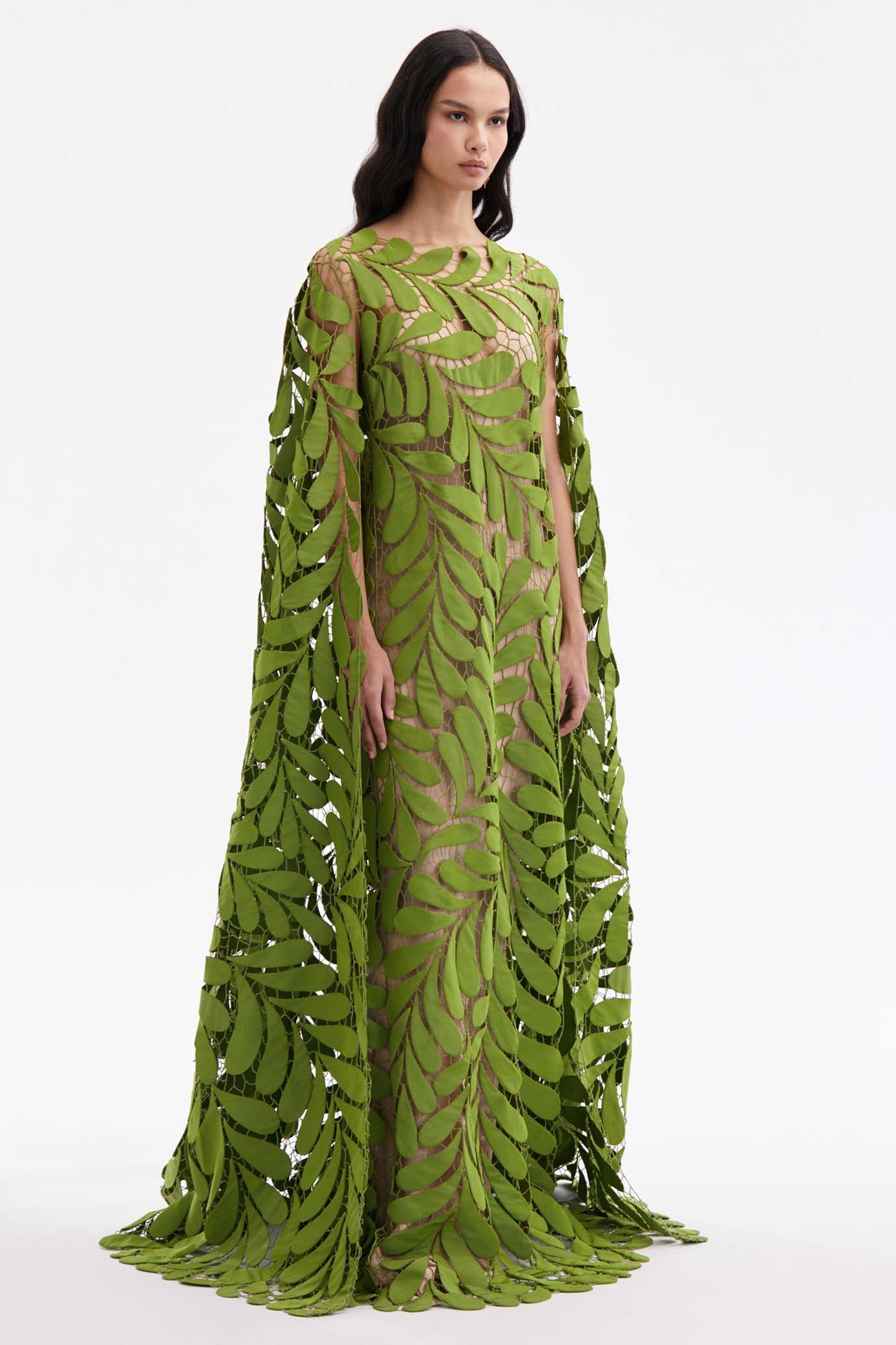 Fern Embroidered Faille Caftan