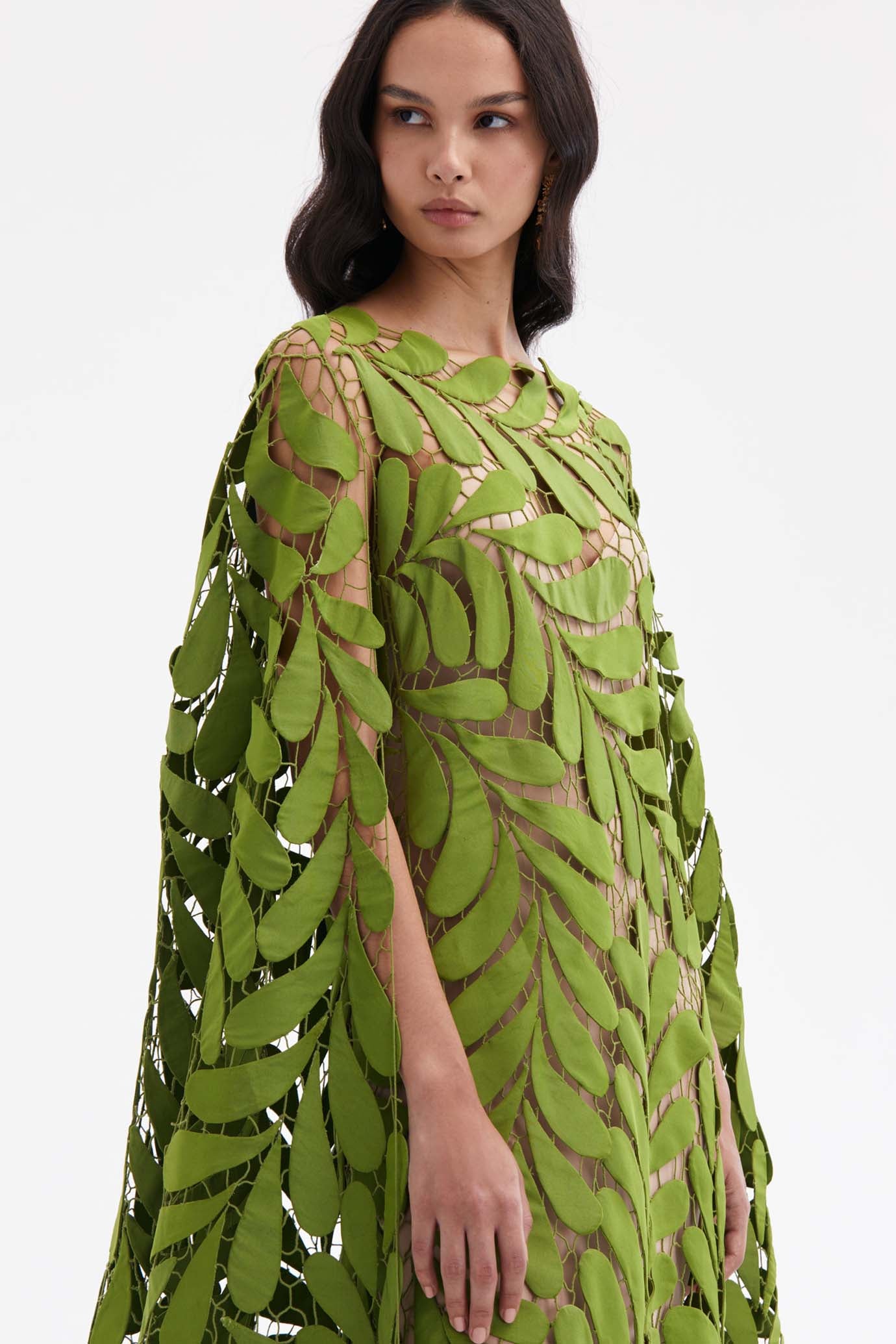 Fern Embroidered Faille Caftan