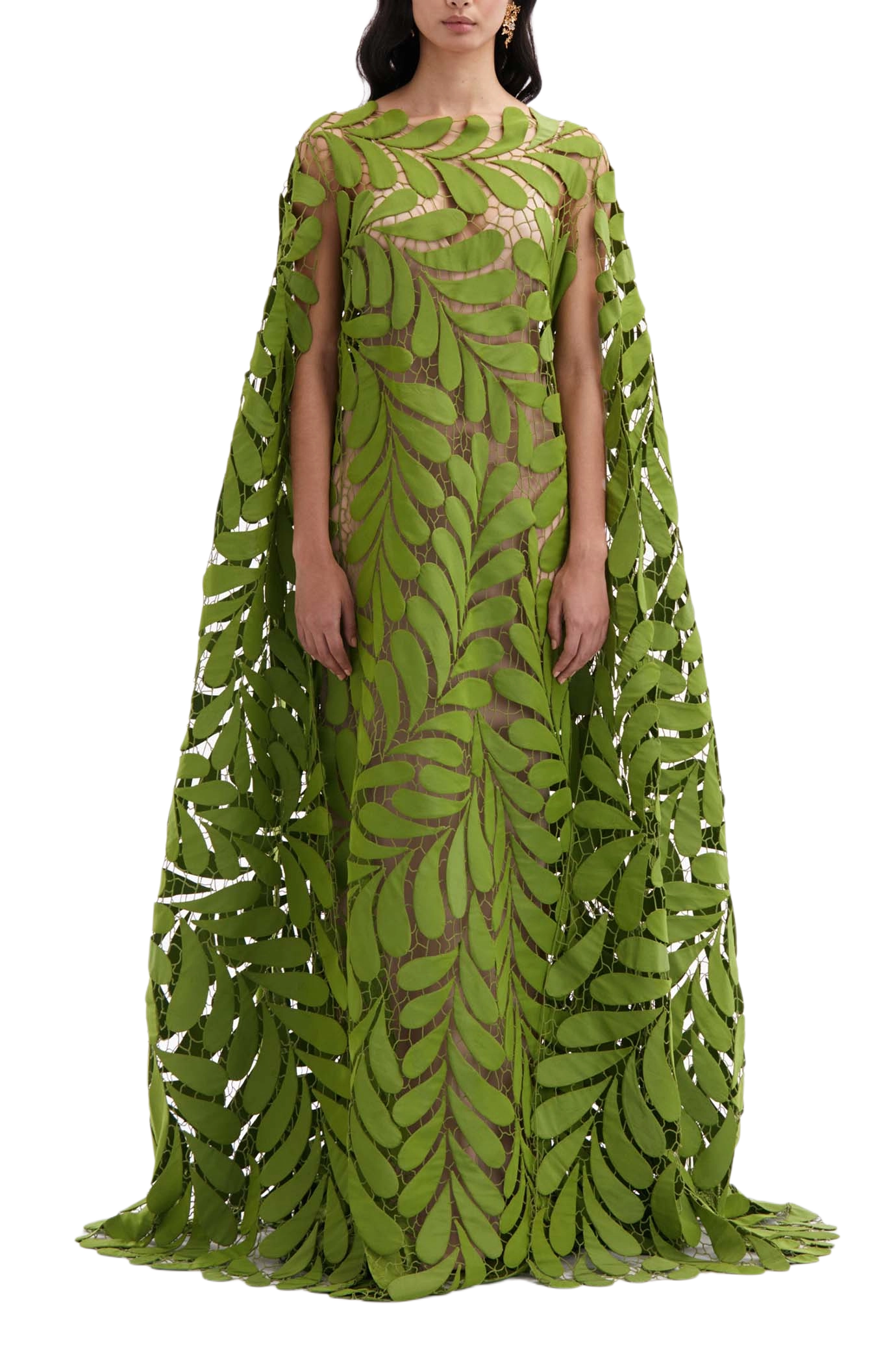 Fern Embroidered Faille Caftan
