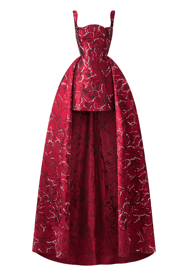 High Low Sleeveless Curved Neckline Dress - ALBOUSHIYA - district 5 - dubai - riyadh - abaya - dresses - designers - evening wear - luxury - elegance - craftsmanship - gowns - cocktail dresses - collections - georges