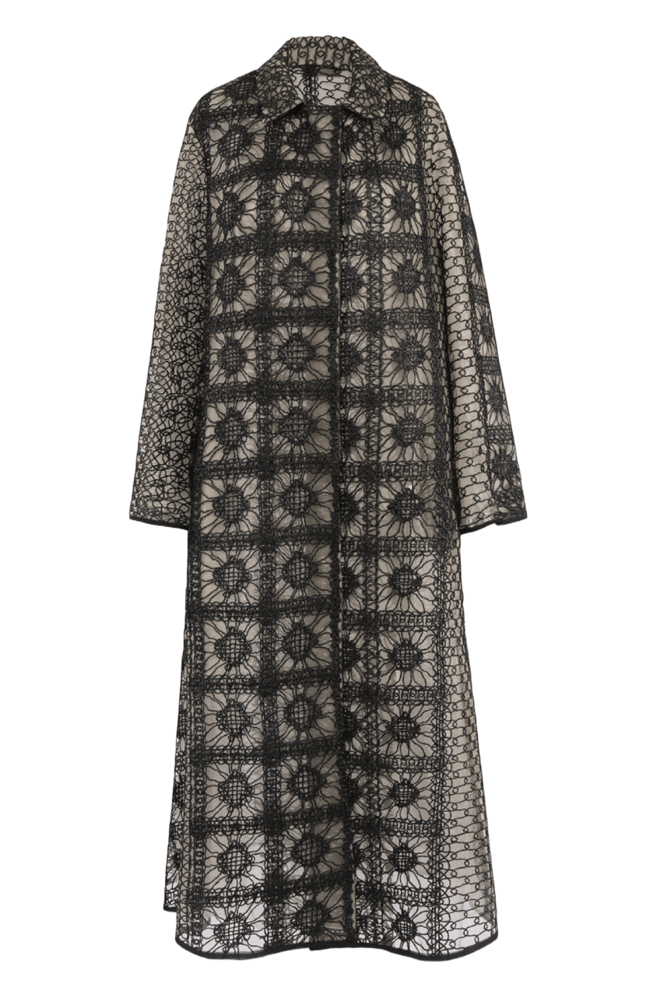 Hisa Embroidered Lace Coat - ALBOUSHIYA - district 5 - dubai - riyadh - abaya - dresses - designers - evening wear - luxury - elegance - craftsmanship - gowns - cocktail dresses - collections - georges