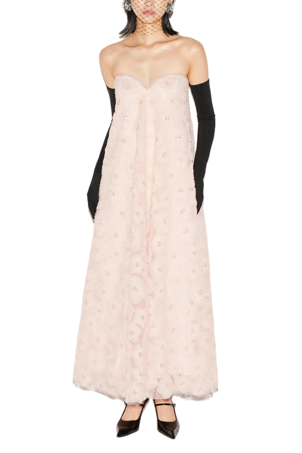 Vivia Pink Gown Embroiered Tulle