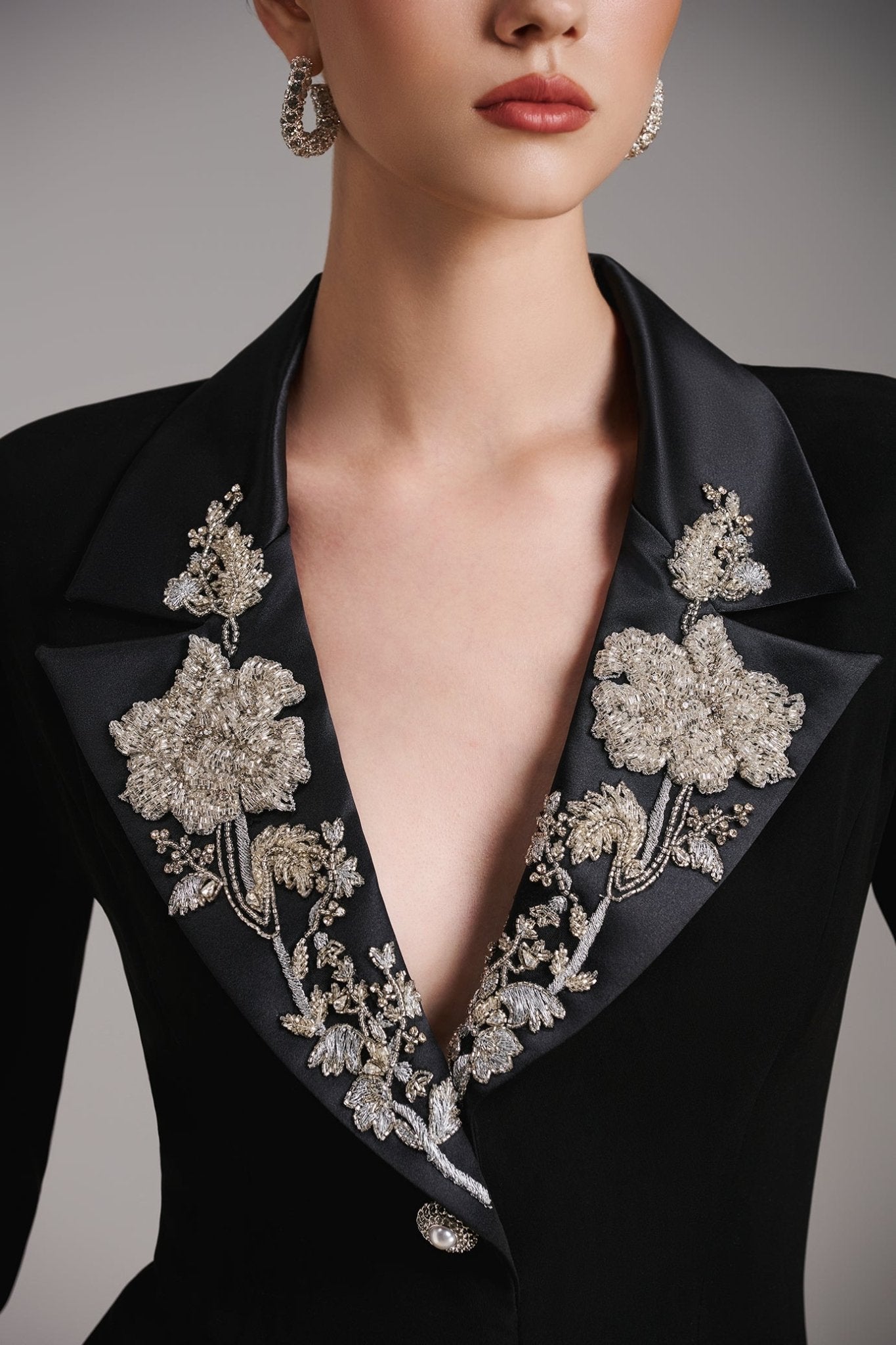 Imperial Noir Coatdress - ALBOUSHIYA - district 5 - dubai - riyadh - abaya - dresses - designers - evening wear - luxury - elegance - craftsmanship - gowns - cocktail dresses - collections - georges