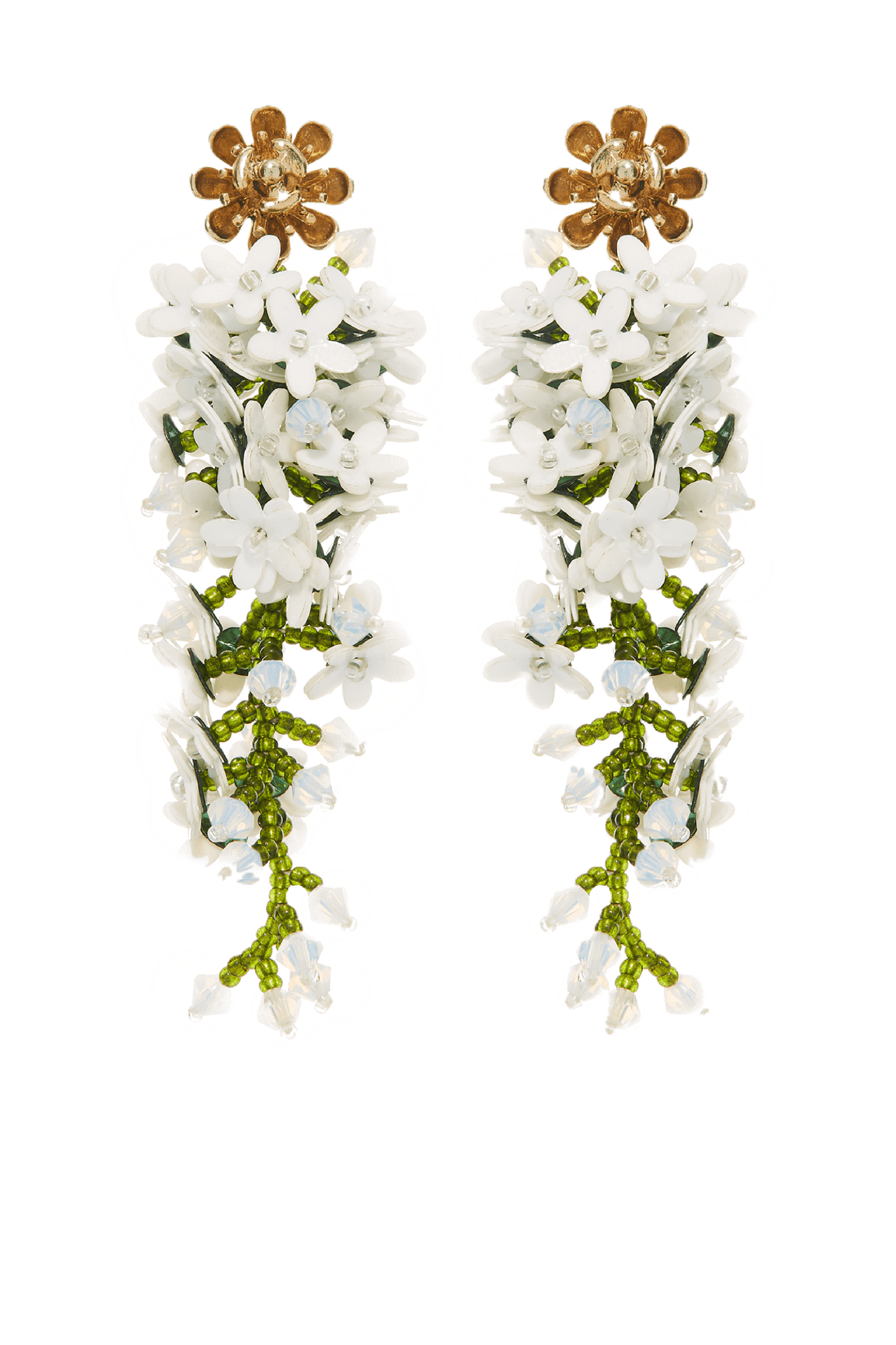 Ivory Cascading Flower Earrings - ALBOUSHIYA - district 5 - dubai - riyadh - abaya - dresses - designers - evening wear - luxury - elegance - craftsmanship - gowns - cocktail dresses - collections - georges