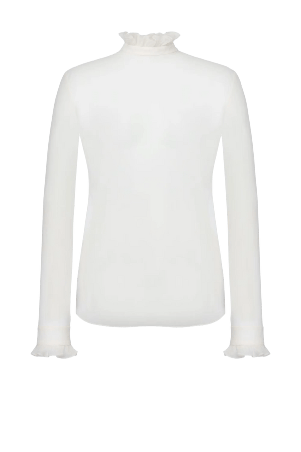 Ivory Techno Chiffon Blouse - ALBOUSHIYA - district 5 - dubai - riyadh - abaya - dresses - designers - evening wear - luxury - elegance - craftsmanship - gowns - cocktail dresses - collections - georges