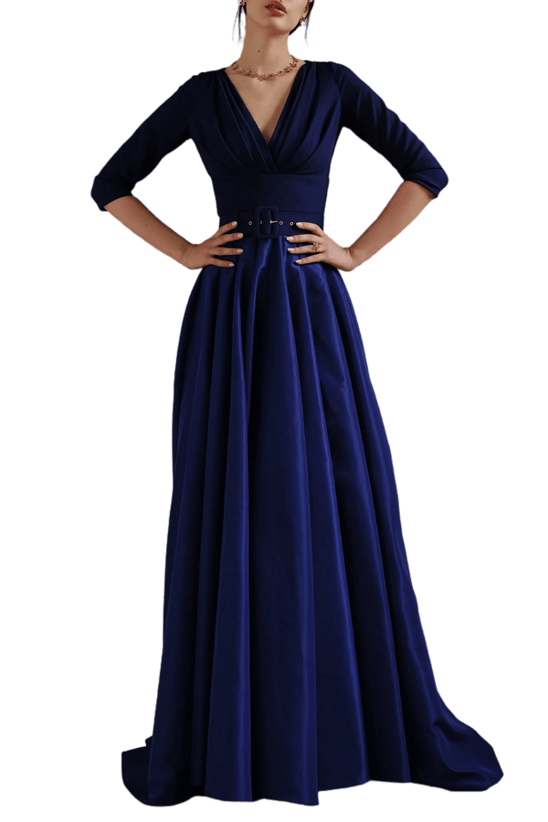 Jamie Taffeta and Crepe Long Dress - ALBOUSHIYA - district 5 - dubai - riyadh - abaya - dresses - designers - evening wear - luxury - elegance - craftsmanship - gowns - cocktail dresses - collections - georges