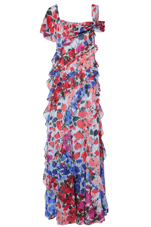 Jardin Print One Shoulder Gown - ALBOUSHIYA - district 5 - dubai - riyadh - abaya - dresses - designers - evening wear - luxury - elegance - craftsmanship - gowns - cocktail dresses - collections - georges