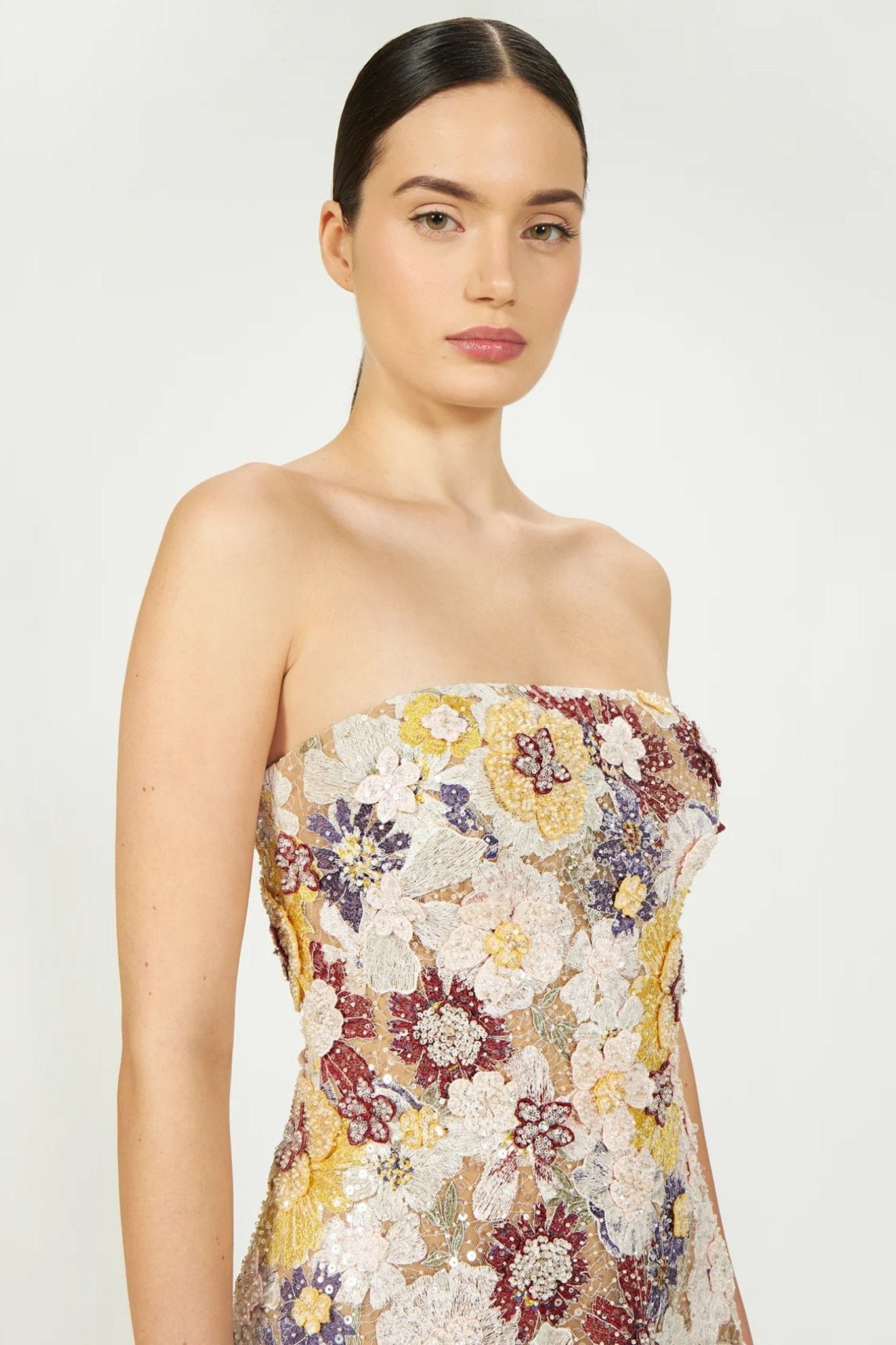 Jassa Embroidered Strapless Dress - ALBOUSHIYA - district 5 - dubai - riyadh - abaya - dresses - designers - evening wear - luxury - elegance - craftsmanship - gowns - cocktail dresses - collections - georges