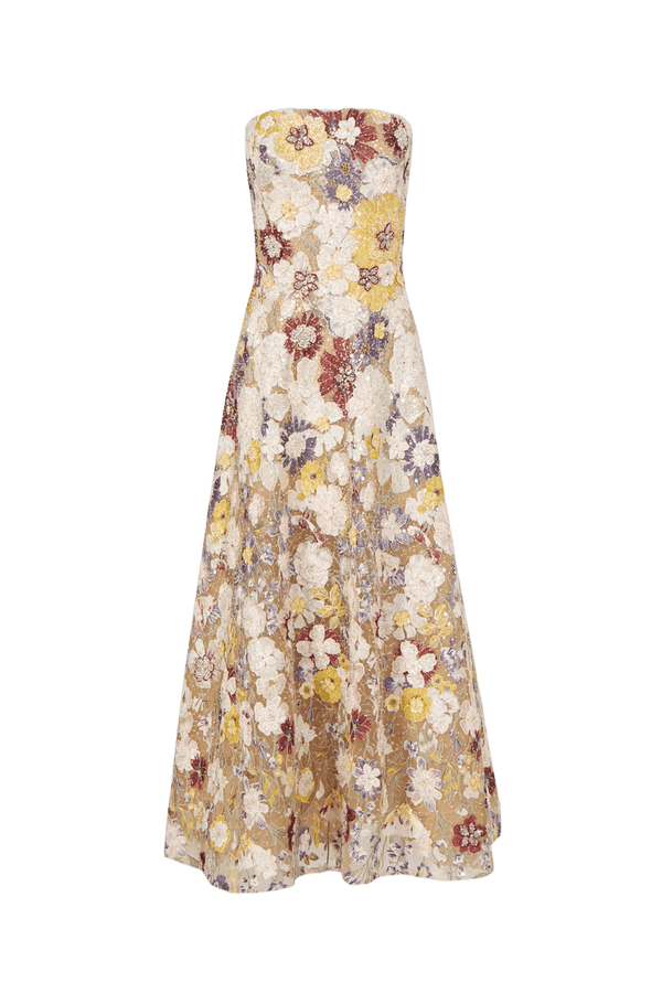 Jassa Embroidered Strapless Dress - ALBOUSHIYA - district 5 - dubai - riyadh - abaya - dresses - designers - evening wear - luxury - elegance - craftsmanship - gowns - cocktail dresses - collections - georges