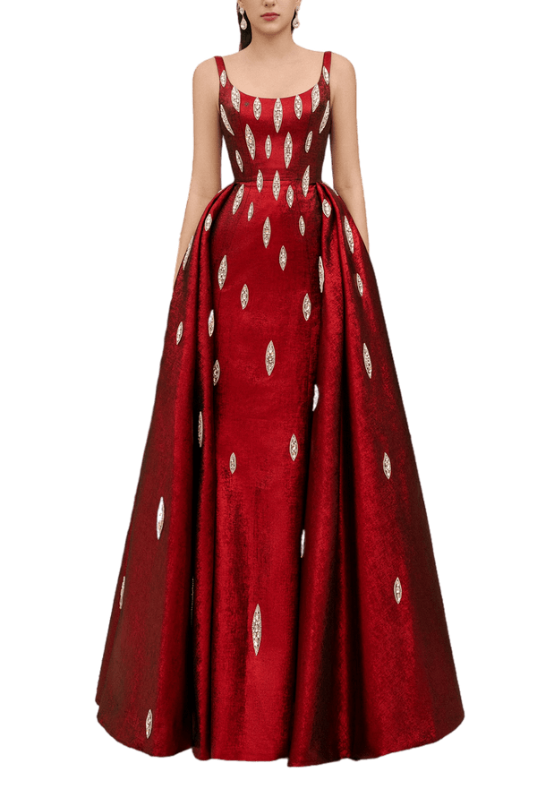 Jemma Ball Gown Loose Strap Taffeta Floor Length Dress - ALBOUSHIYA - district 5 - dubai - riyadh - abaya - dresses - designers - evening wear - luxury - elegance - craftsmanship - gowns - cocktail dresses - collections - georges