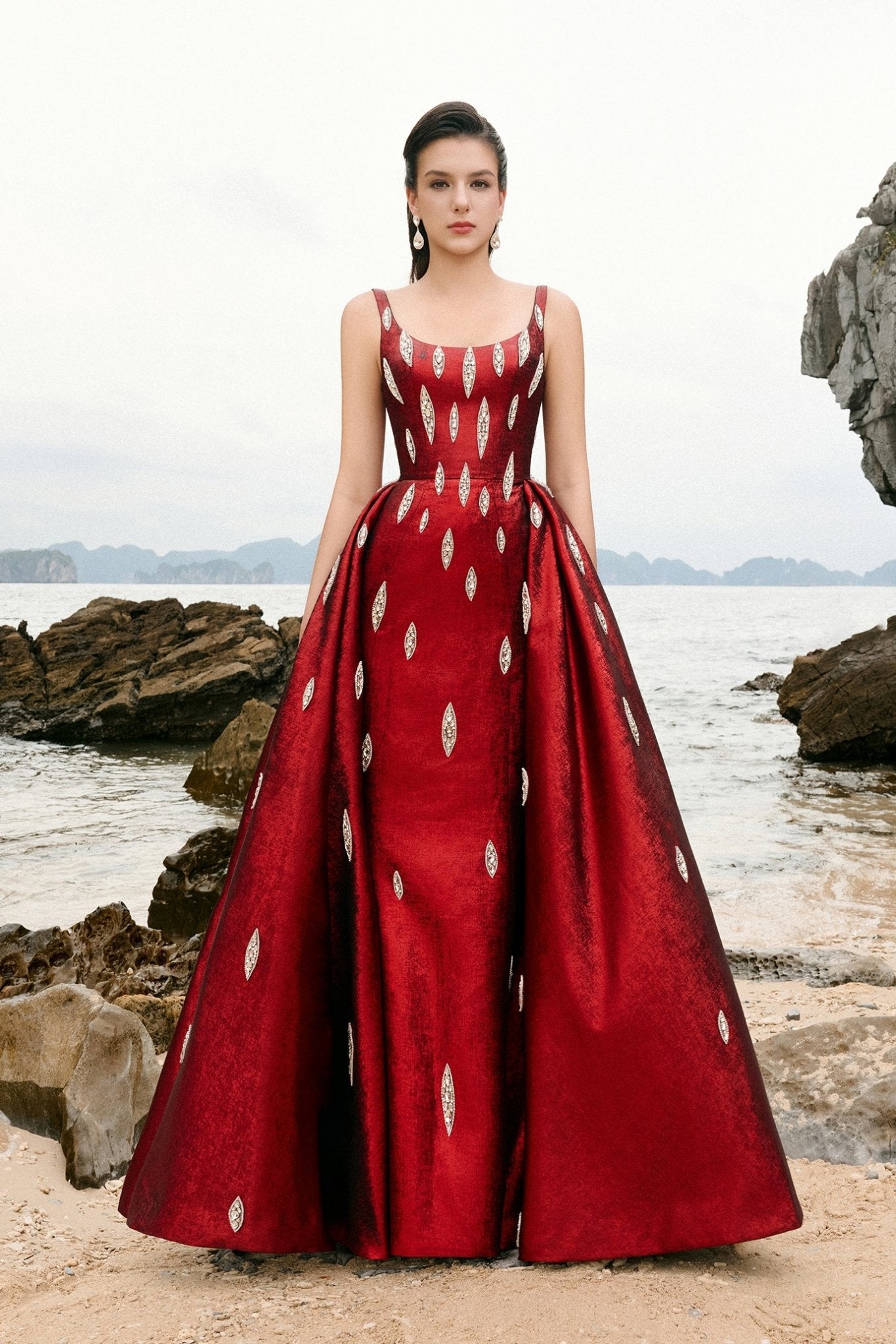 Jemma Ball Gown Loose Strap Taffeta Floor Length Dress - ALBOUSHIYA - district 5 - dubai - riyadh - abaya - dresses - designers - evening wear - luxury - elegance - craftsmanship - gowns - cocktail dresses - collections - georges