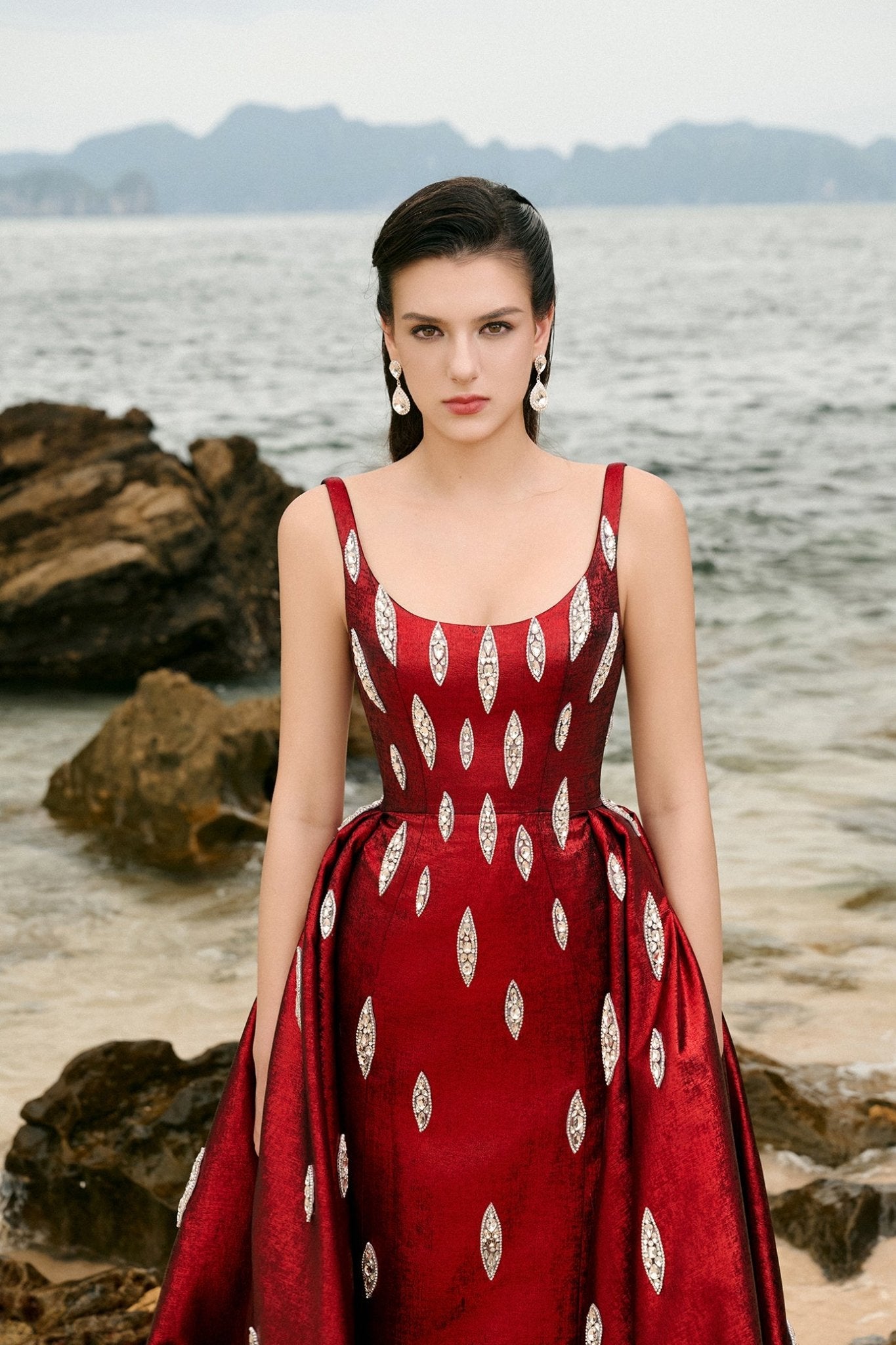 Jemma Ball Gown Loose Strap Taffeta Floor Length Dress - ALBOUSHIYA - district 5 - dubai - riyadh - abaya - dresses - designers - evening wear - luxury - elegance - craftsmanship - gowns - cocktail dresses - collections - georges