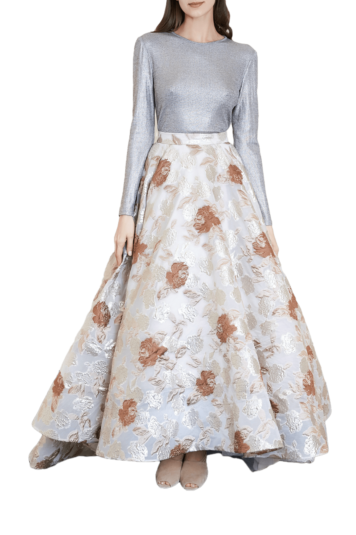 Jersey Top & Brocade Skirt - ALBOUSHIYA - district 5 - dubai - riyadh - abaya - dresses - designers - evening wear - luxury - elegance - craftsmanship - gowns - cocktail dresses - collections - georges