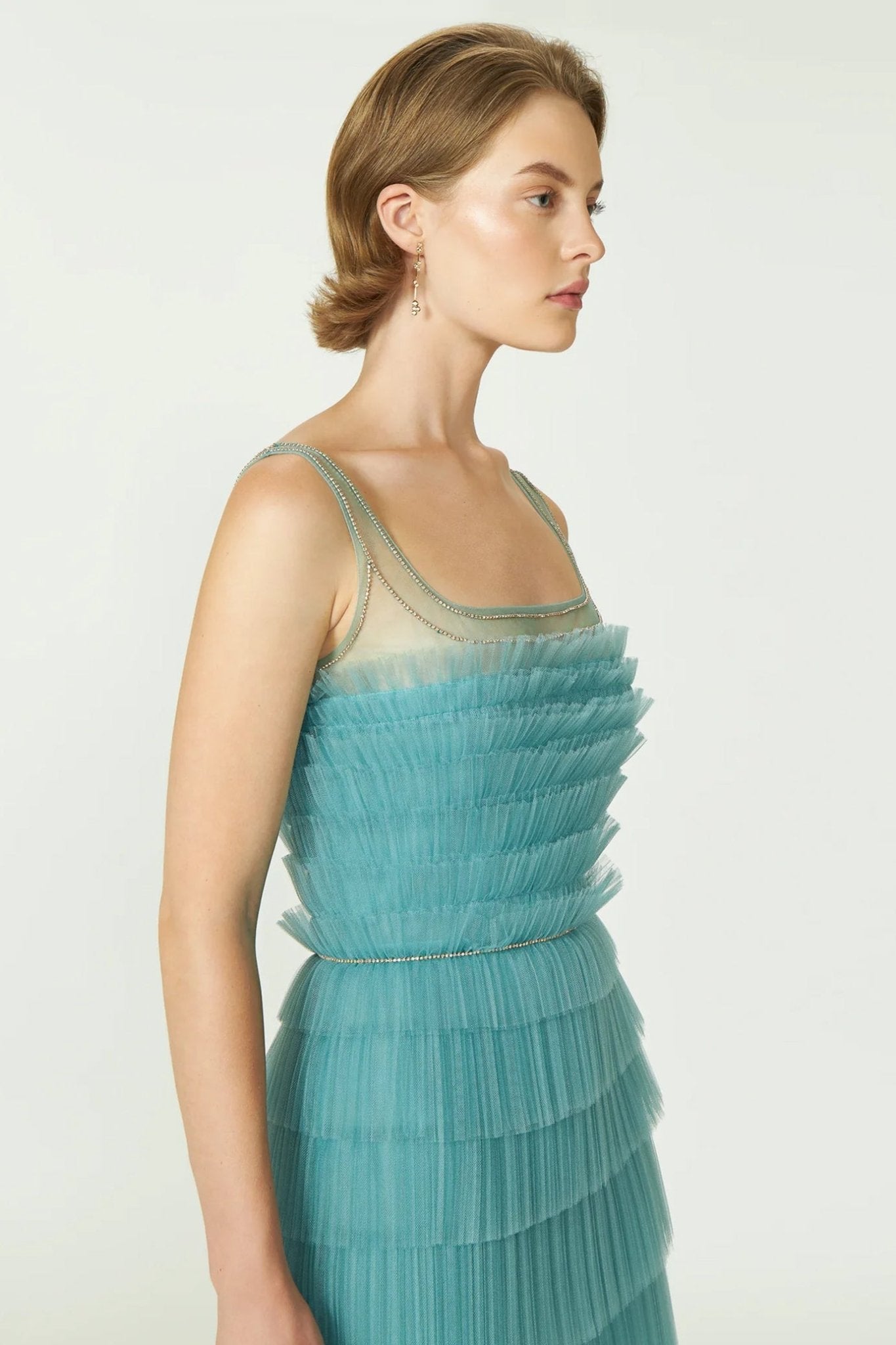 Kali Plisse Tulle Gown - ALBOUSHIYA - district 5 - dubai - riyadh - abaya - dresses - designers - evening wear - luxury - elegance - craftsmanship - gowns - cocktail dresses - collections - georges