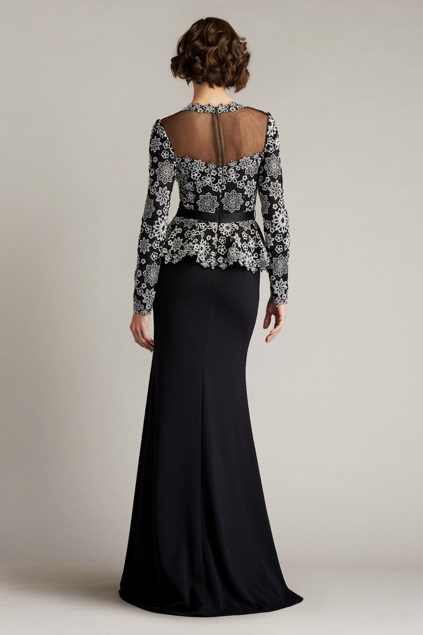 Lata Embroidered Belted Peplum Gown - ALBOUSHIYA - district 5 - dubai - riyadh - abaya - dresses - designers - evening wear - luxury - elegance - craftsmanship - gowns - cocktail dresses - collections - georges