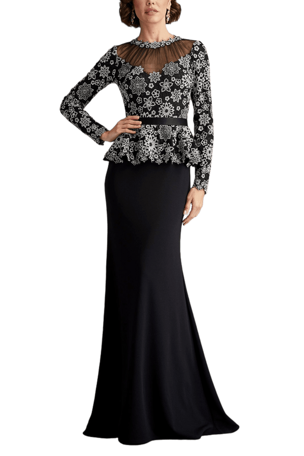 Lata Embroidered Belted Peplum Gown - ALBOUSHIYA - district 5 - dubai - riyadh - abaya - dresses - designers - evening wear - luxury - elegance - craftsmanship - gowns - cocktail dresses - collections - georges