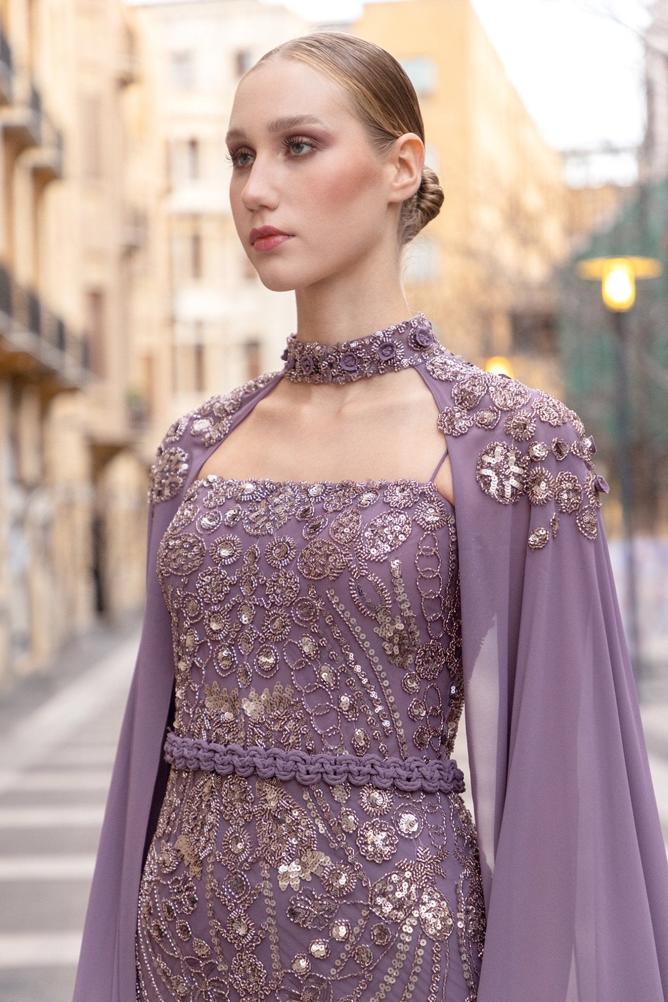 Lavender Opulence Gown - ALBOUSHIYA - district 5 - dubai - riyadh - abaya - dresses - designers - evening wear - luxury - elegance - craftsmanship - gowns - cocktail dresses - collections - georges