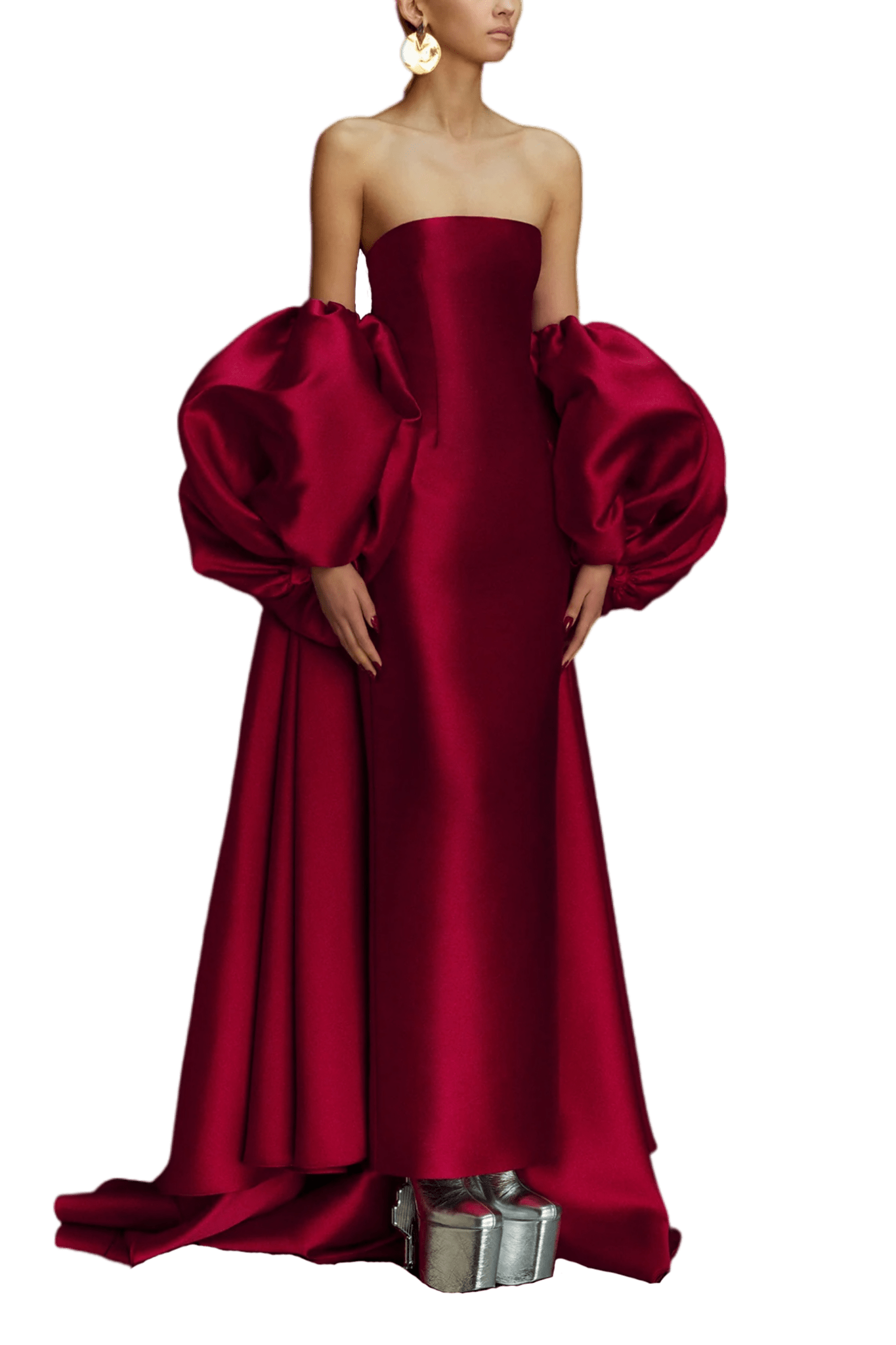Lea Puff - sleeved Maxi Dress - ALBOUSHIYA - district 5 - dubai - riyadh - abaya - dresses - designers - evening wear - luxury - elegance - craftsmanship - gowns - cocktail dresses - collections - georges