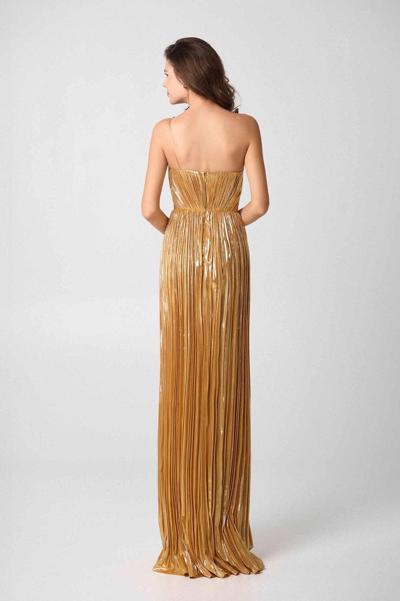 Lily Strapless Gold Gown - ALBOUSHIYA - district 5 - dubai - riyadh - abaya - dresses - designers - evening wear - luxury - elegance - craftsmanship - gowns - cocktail dresses - collections - georges