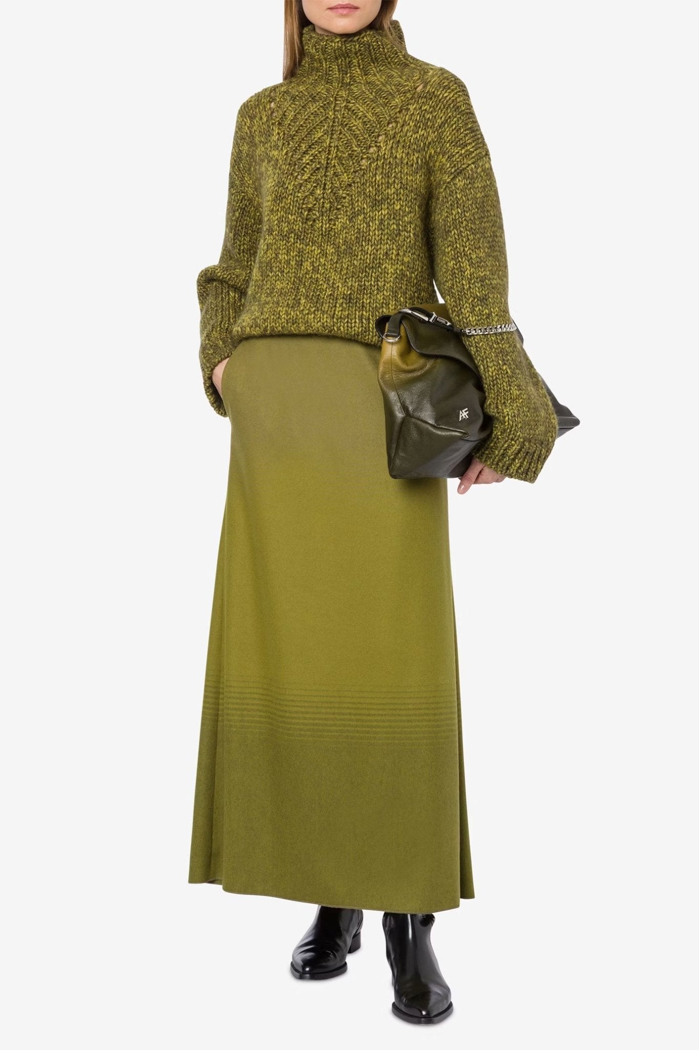 Long Skirt in Shaded Flannel - ALBOUSHIYA - district 5 - dubai - riyadh - abaya - dresses - designers - evening wear - luxury - elegance - craftsmanship - gowns - cocktail dresses - collections - georges