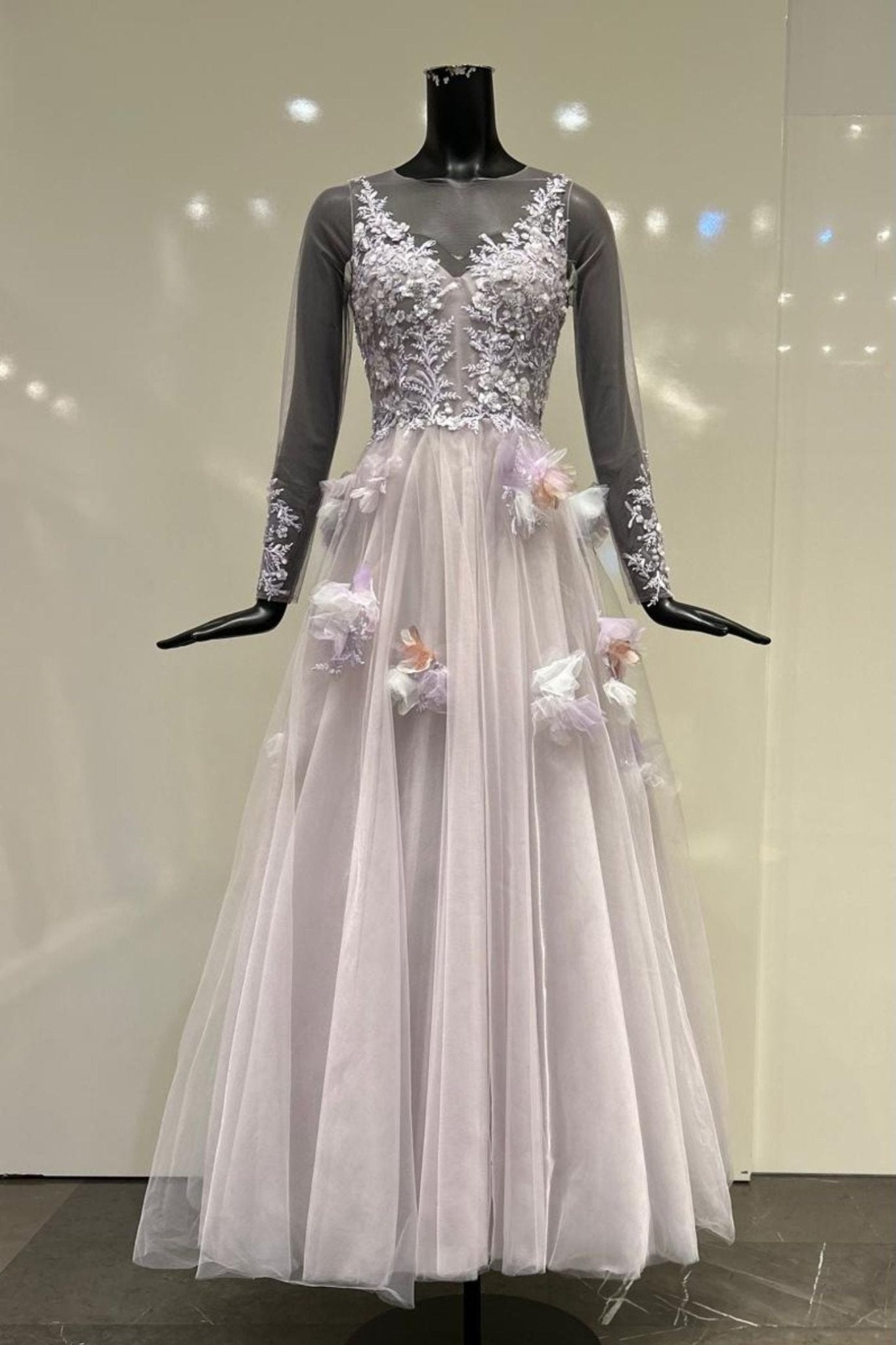 Long Sleeve A Line Ball Gown - ALBOUSHIYA - district 5 - dubai - riyadh - abaya - dresses - designers - evening wear - luxury - elegance - craftsmanship - gowns - cocktail dresses - collections - georges