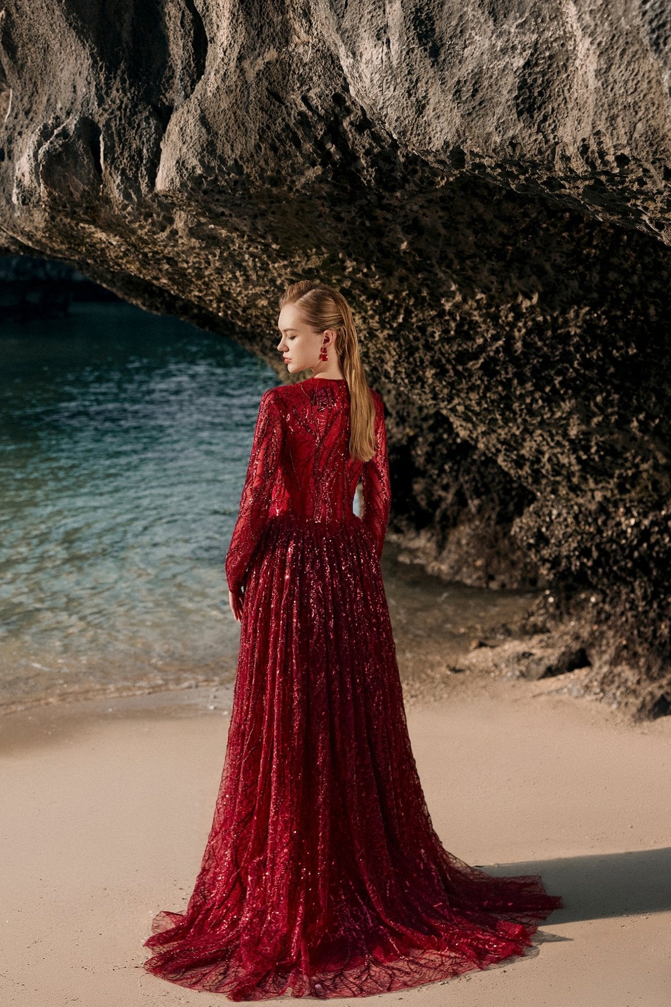 Long Sleeve Ball Gown - ALBOUSHIYA - district 5 - dubai - riyadh - abaya - dresses - designers - evening wear - luxury - elegance - craftsmanship - gowns - cocktail dresses - collections - georges