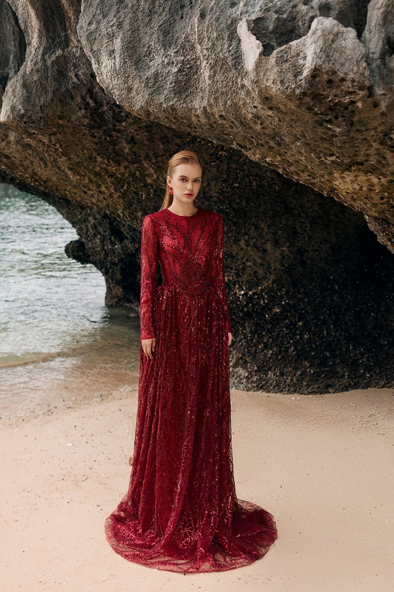 Long Sleeve Ball Gown - ALBOUSHIYA - district 5 - dubai - riyadh - abaya - dresses - designers - evening wear - luxury - elegance - craftsmanship - gowns - cocktail dresses - collections - georges