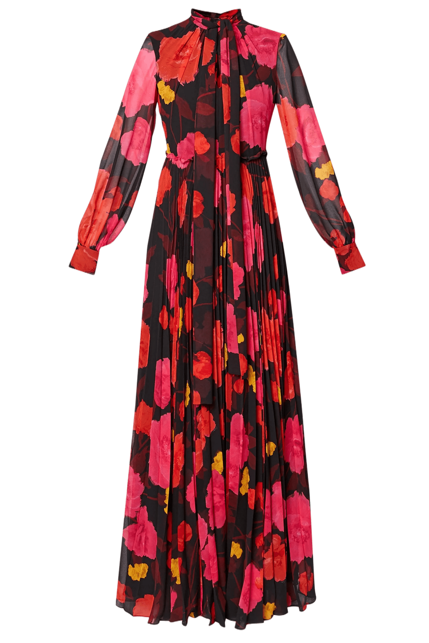 Long Sleeve Gown With Pleated Skirt - ALBOUSHIYA - district 5 - dubai - riyadh - abaya - dresses - designers - evening wear - luxury - elegance - craftsmanship - gowns - cocktail dresses - collections - georges
