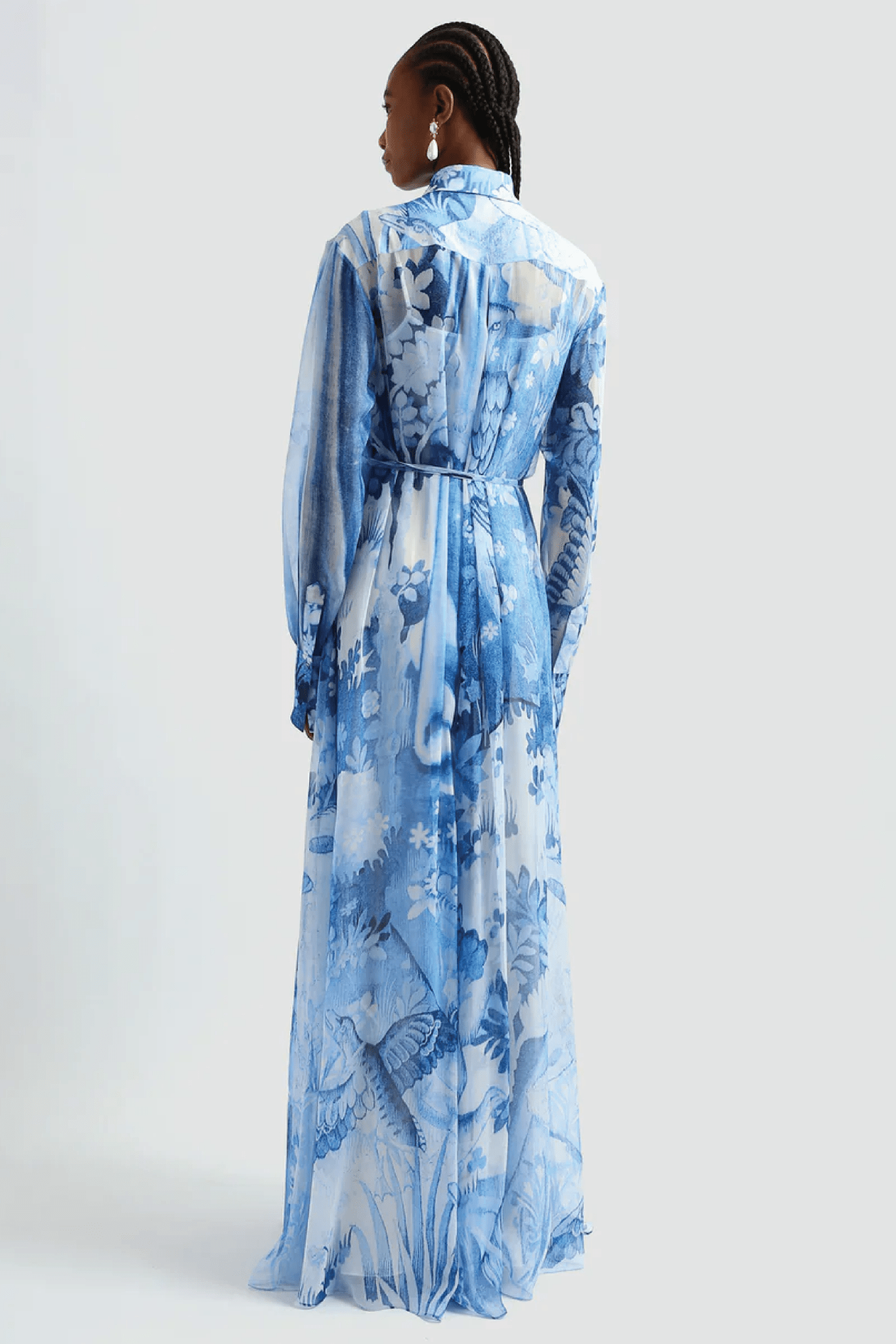 Long Sleeve Pleated Detail Gown - ALBOUSHIYA - district 5 - dubai - riyadh - abaya - dresses - designers - evening wear - luxury - elegance - craftsmanship - gowns - cocktail dresses - collections - georges