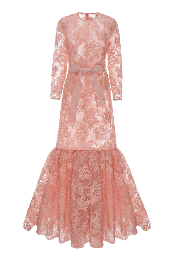 Lorelei Gown Pink Embroidered Tulle - ALBOUSHIYA - district 5 - dubai - riyadh - abaya - dresses - designers - evening wear - luxury - elegance - craftsmanship - gowns - cocktail dresses - collections - georges