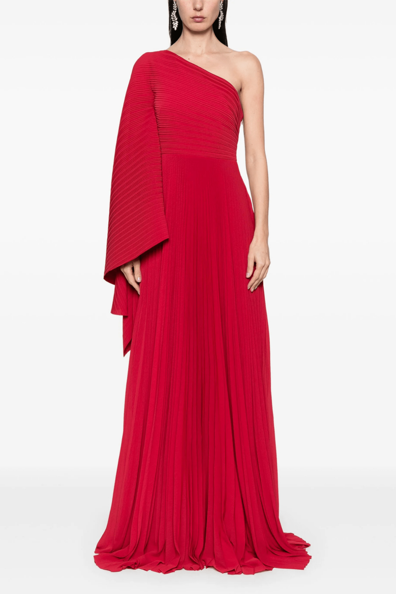 Maci One Shoulder Pleated Chiffon Gown - ALBOUSHIYA - district 5 - dubai - riyadh - abaya - dresses - designers - evening wear - luxury - elegance - craftsmanship - gowns - cocktail dresses - collections - georges
