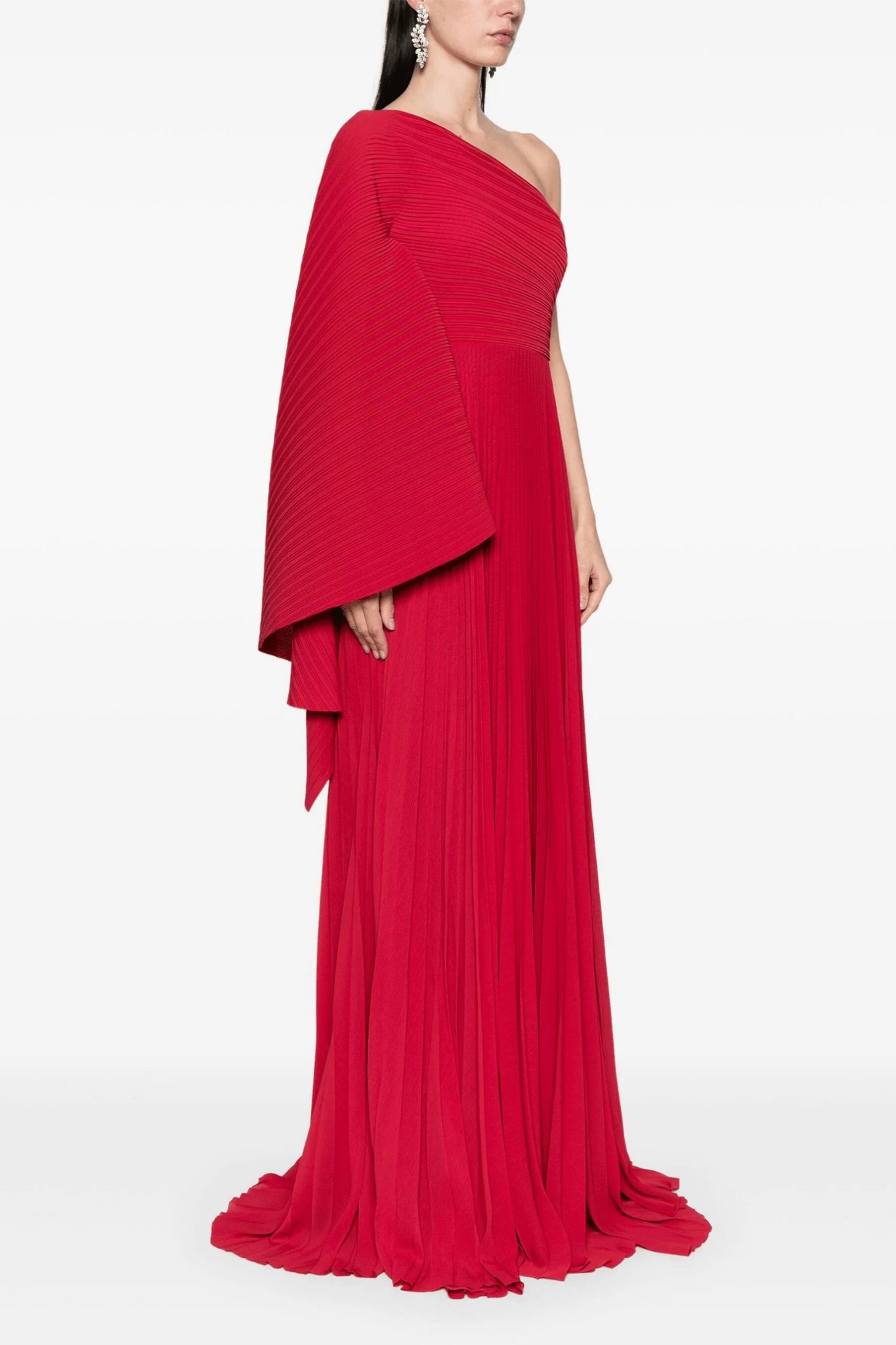 Maci One Shoulder Pleated Chiffon Gown - ALBOUSHIYA - district 5 - dubai - riyadh - abaya - dresses - designers - evening wear - luxury - elegance - craftsmanship - gowns - cocktail dresses - collections - georges