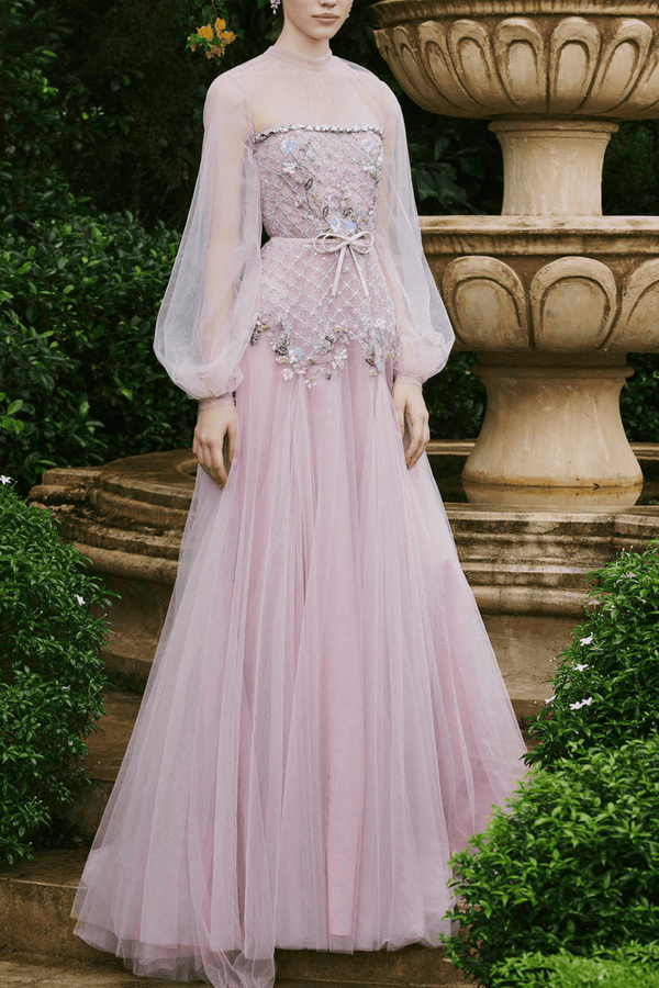 Magnolia Mist - ALBOUSHIYA - district 5 - dubai - riyadh - abaya - dresses - designers - evening wear - luxury - elegance - craftsmanship - gowns - cocktail dresses - collections - georges