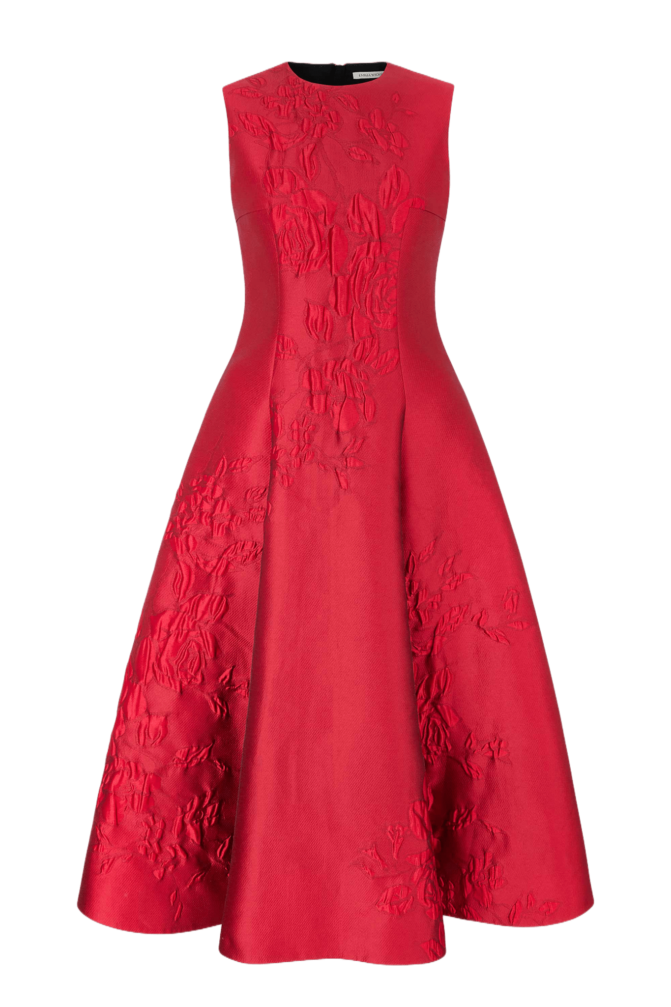 Mara Dress In Red Graphic Rose Jacquard - ALBOUSHIYA - district 5 - dubai - riyadh - abaya - dresses - designers - evening wear - luxury - elegance - craftsmanship - gowns - cocktail dresses - collections - georges