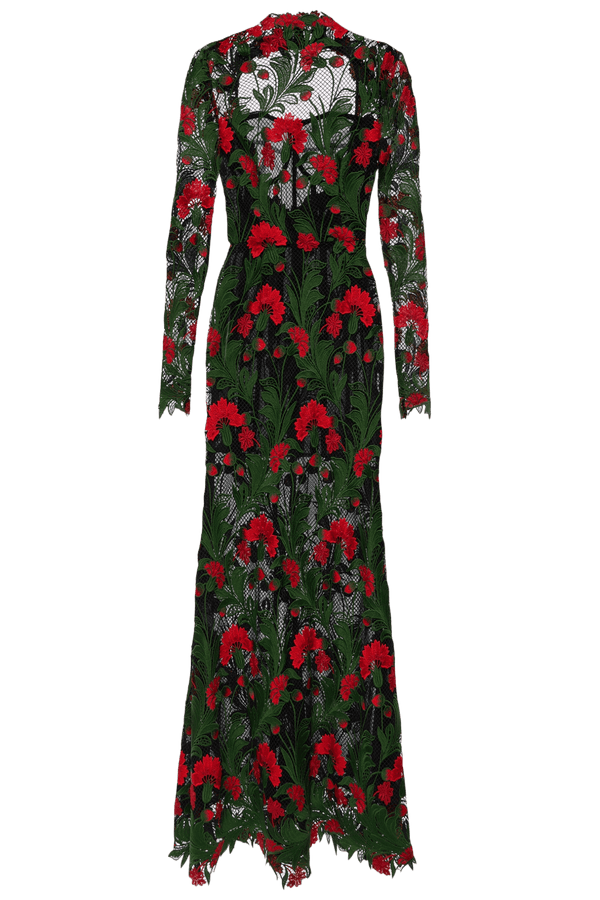 Marbled Carnation Guipure Gown - ALBOUSHIYA - district 5 - dubai - riyadh - abaya - dresses - designers - evening wear - luxury - elegance - craftsmanship - gowns - cocktail dresses - collections - georges