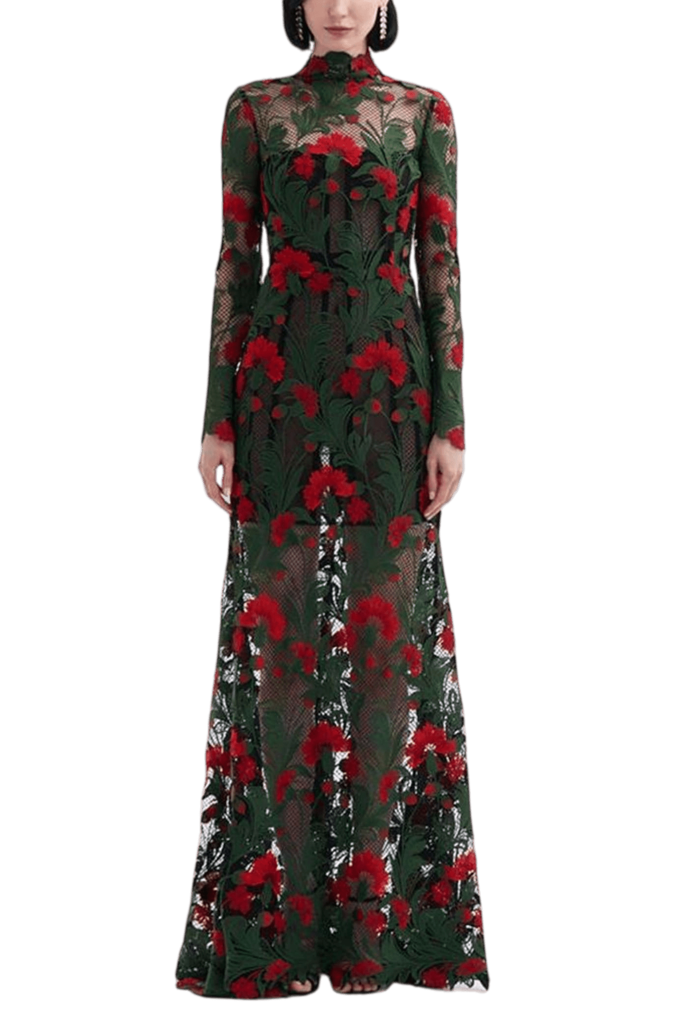 Marbled Carnation Guipure Gown - ALBOUSHIYA - district 5 - dubai - riyadh - abaya - dresses - designers - evening wear - luxury - elegance - craftsmanship - gowns - cocktail dresses - collections - georges