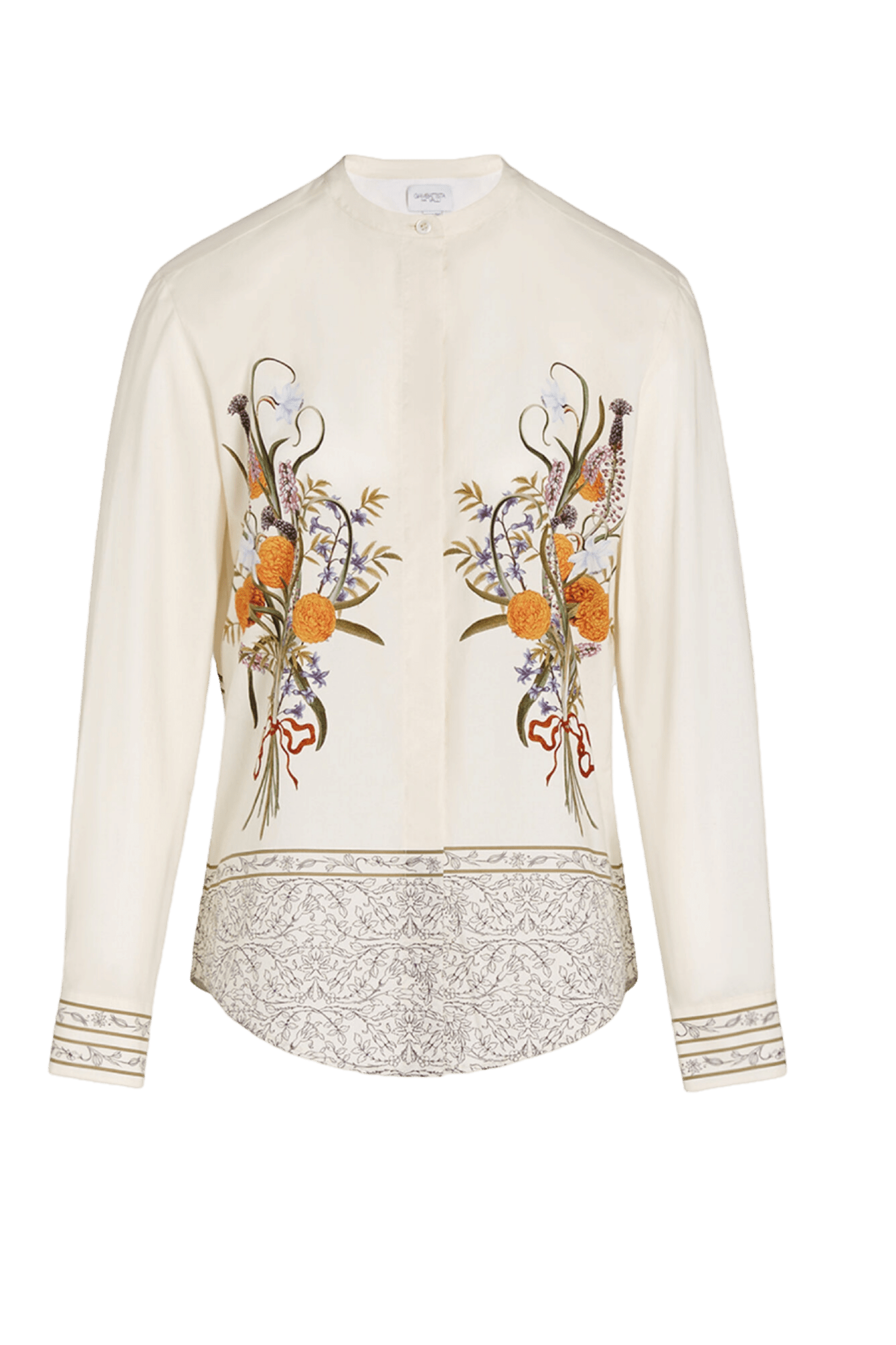 Marigold Bouquets Popeline Blouse - ALBOUSHIYA - district 5 - dubai - riyadh - abaya - dresses - designers - evening wear - luxury - elegance - craftsmanship - gowns - cocktail dresses - collections - georges