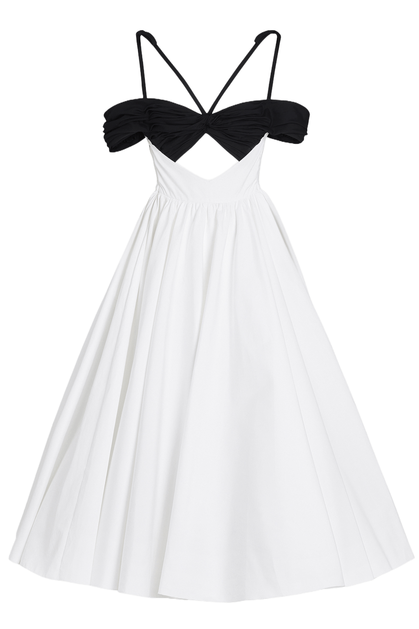 Maxi Ivory Popeline Dress and Black Top - ALBOUSHIYA - district 5 - dubai - riyadh - abaya - dresses - designers - evening wear - luxury - elegance - craftsmanship - gowns - cocktail dresses - collections - georges