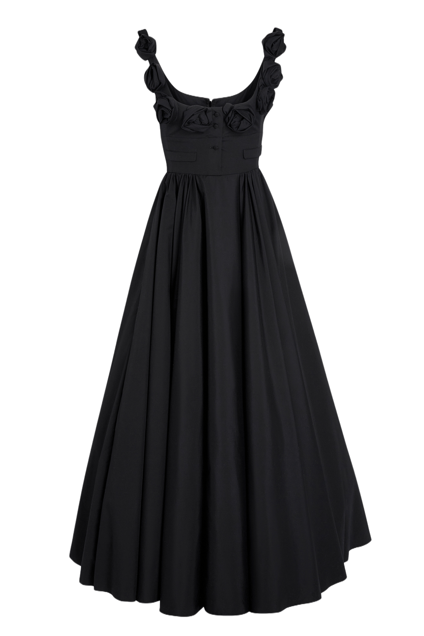 Maxi Popeline Dress with Roses - ALBOUSHIYA - district 5 - dubai - riyadh - abaya - dresses - designers - evening wear - luxury - elegance - craftsmanship - gowns - cocktail dresses - collections - georges