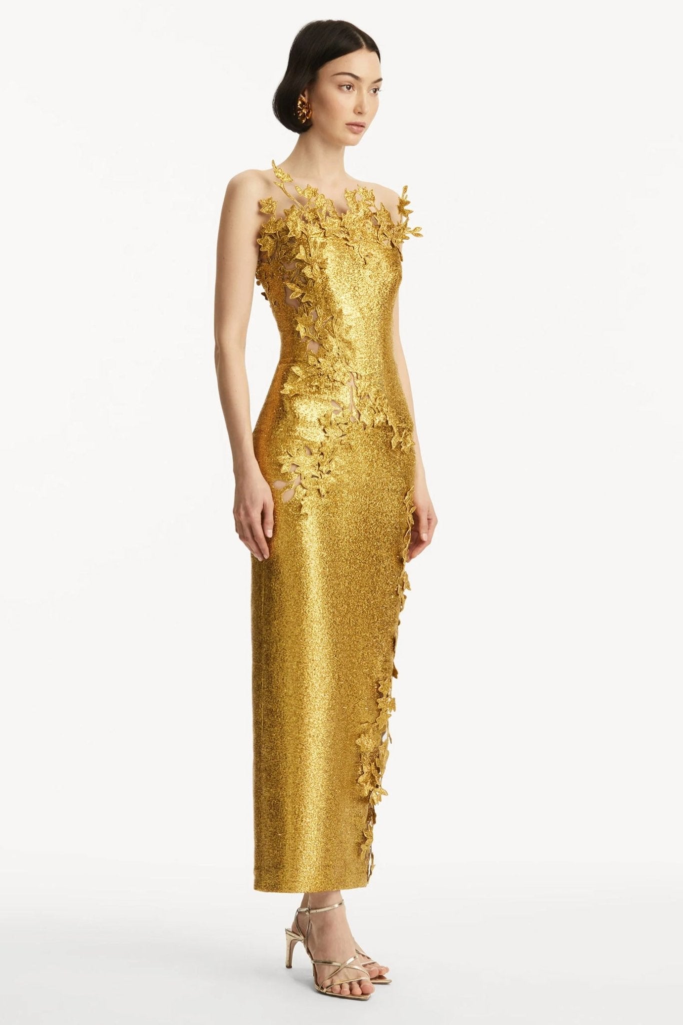 Metallic Cherry Blossom Embroidered Gown - ALBOUSHIYA - district 5 - dubai - riyadh - abaya - dresses - designers - evening wear - luxury - elegance - craftsmanship - gowns - cocktail dresses - collections - georges