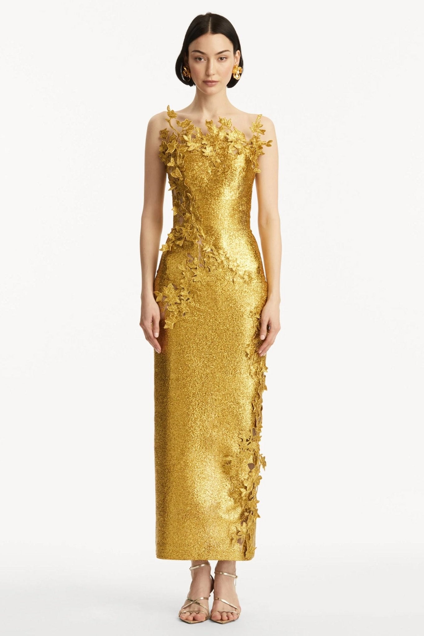 Metallic Cherry Blossom Embroidered Gown - ALBOUSHIYA - district 5 - dubai - riyadh - abaya - dresses - designers - evening wear - luxury - elegance - craftsmanship - gowns - cocktail dresses - collections - georges