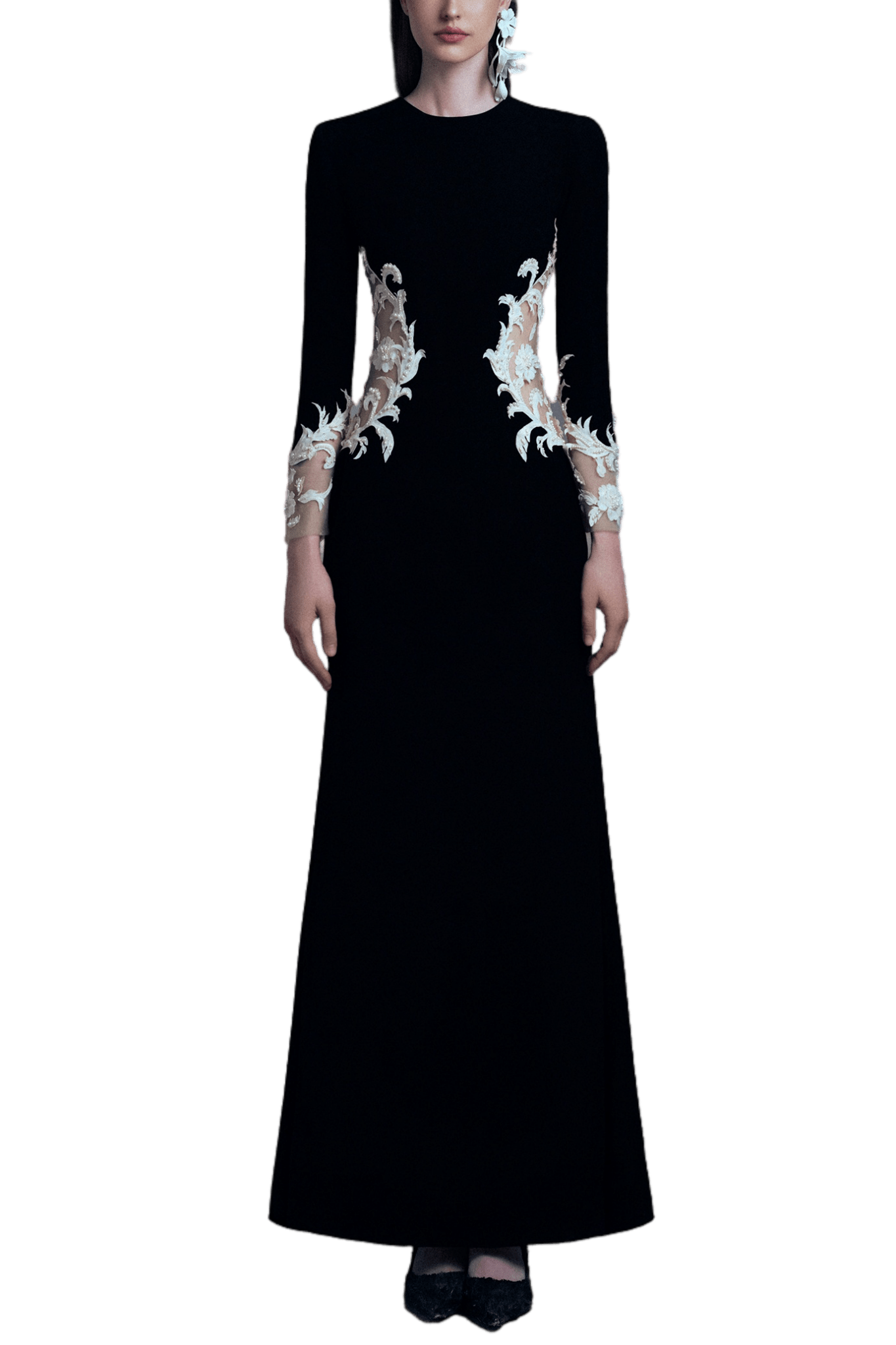 Midnight Baroque Gown - ALBOUSHIYA - district 5 - dubai - riyadh - abaya - dresses - designers - evening wear - luxury - elegance - craftsmanship - gowns - cocktail dresses - collections - georges