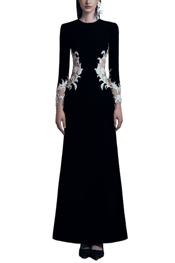 Midnight Baroque Gown - ALBOUSHIYA - district 5 - dubai - riyadh - abaya - dresses - designers - evening wear - luxury - elegance - craftsmanship - gowns - cocktail dresses - collections - georges