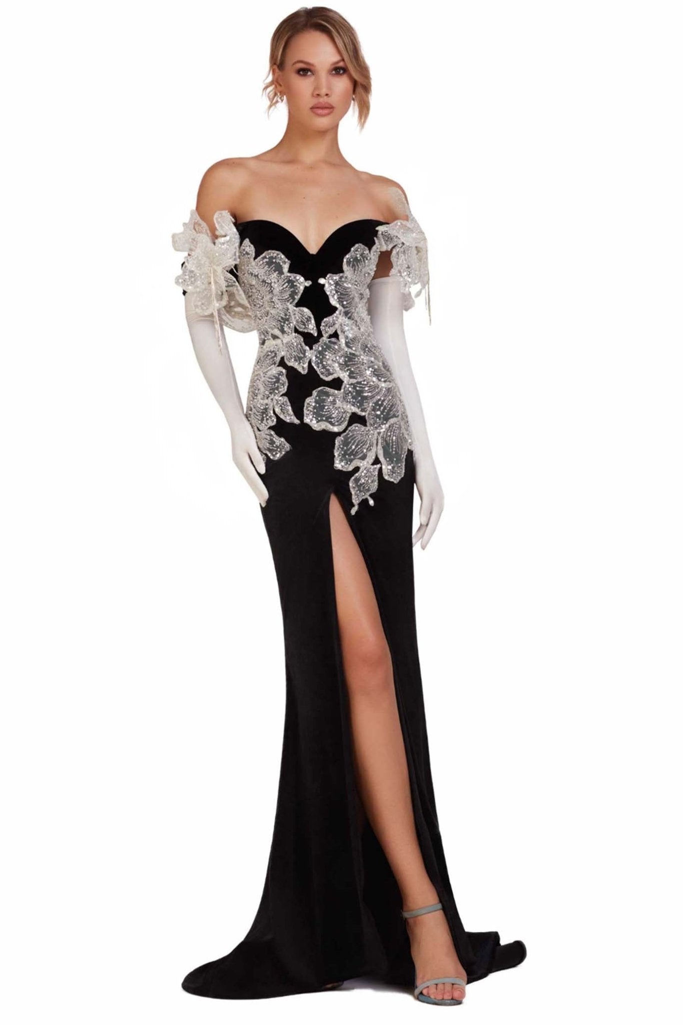 Midnight Bloom Gown - ALBOUSHIYA - district 5 - dubai - riyadh - abaya - dresses - designers - evening wear - luxury - elegance - craftsmanship - gowns - cocktail dresses - collections - georges