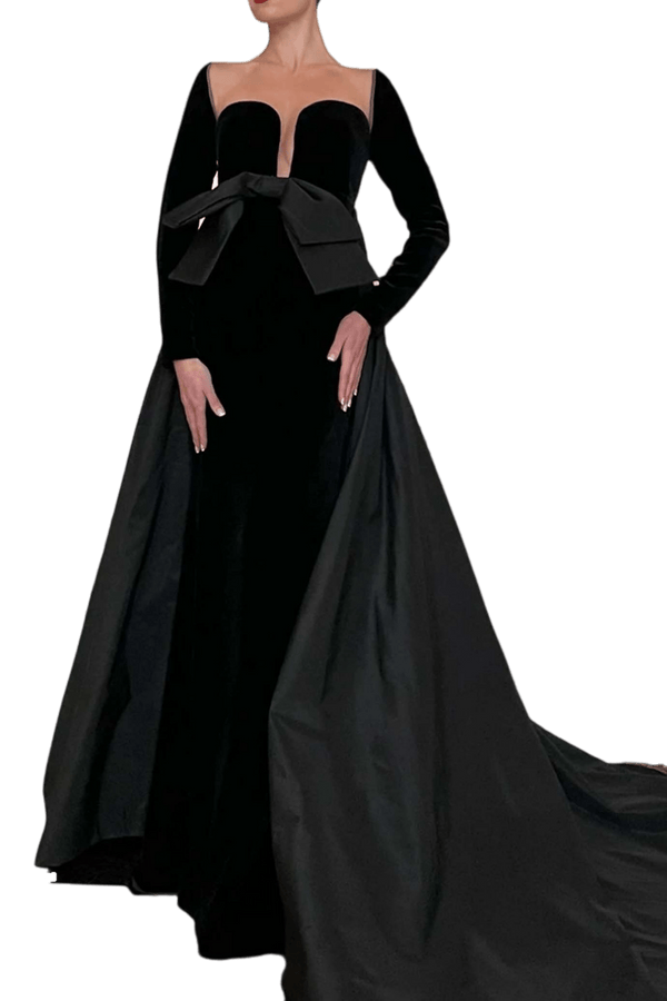 Midnight Velvet Majesty Gown - ALBOUSHIYA - district 5 - dubai - riyadh - abaya - dresses - designers - evening wear - luxury - elegance - craftsmanship - gowns - cocktail dresses - collections - georges