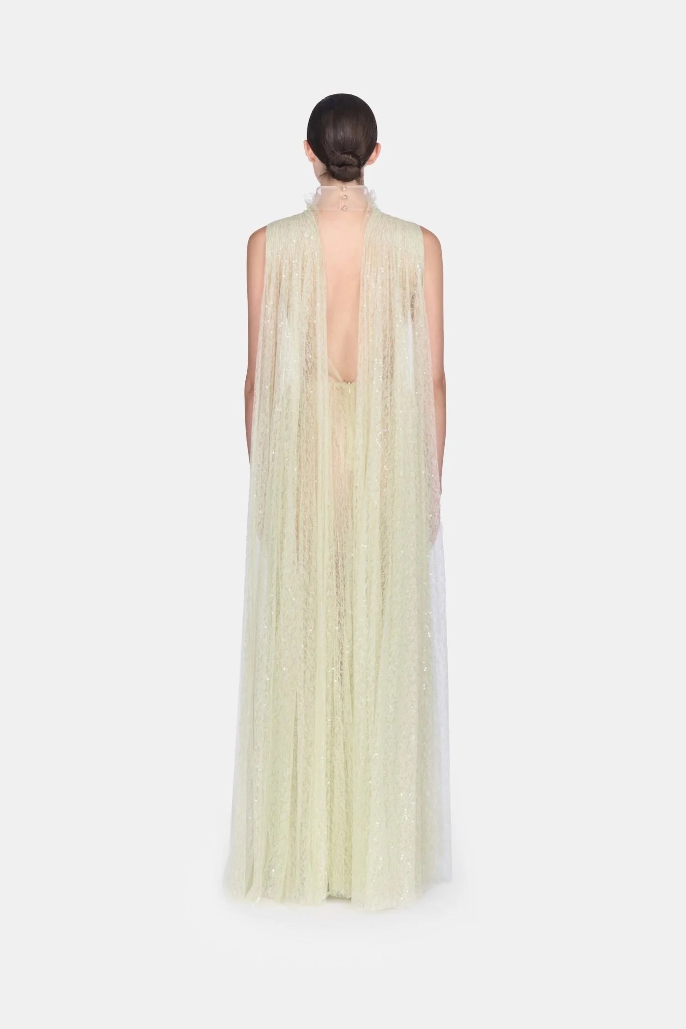 Mint Smocked Lace Gown - ALBOUSHIYA - district 5 - dubai - riyadh - abaya - dresses - designers - evening wear - luxury - elegance - craftsmanship - gowns - cocktail dresses - collections - georges